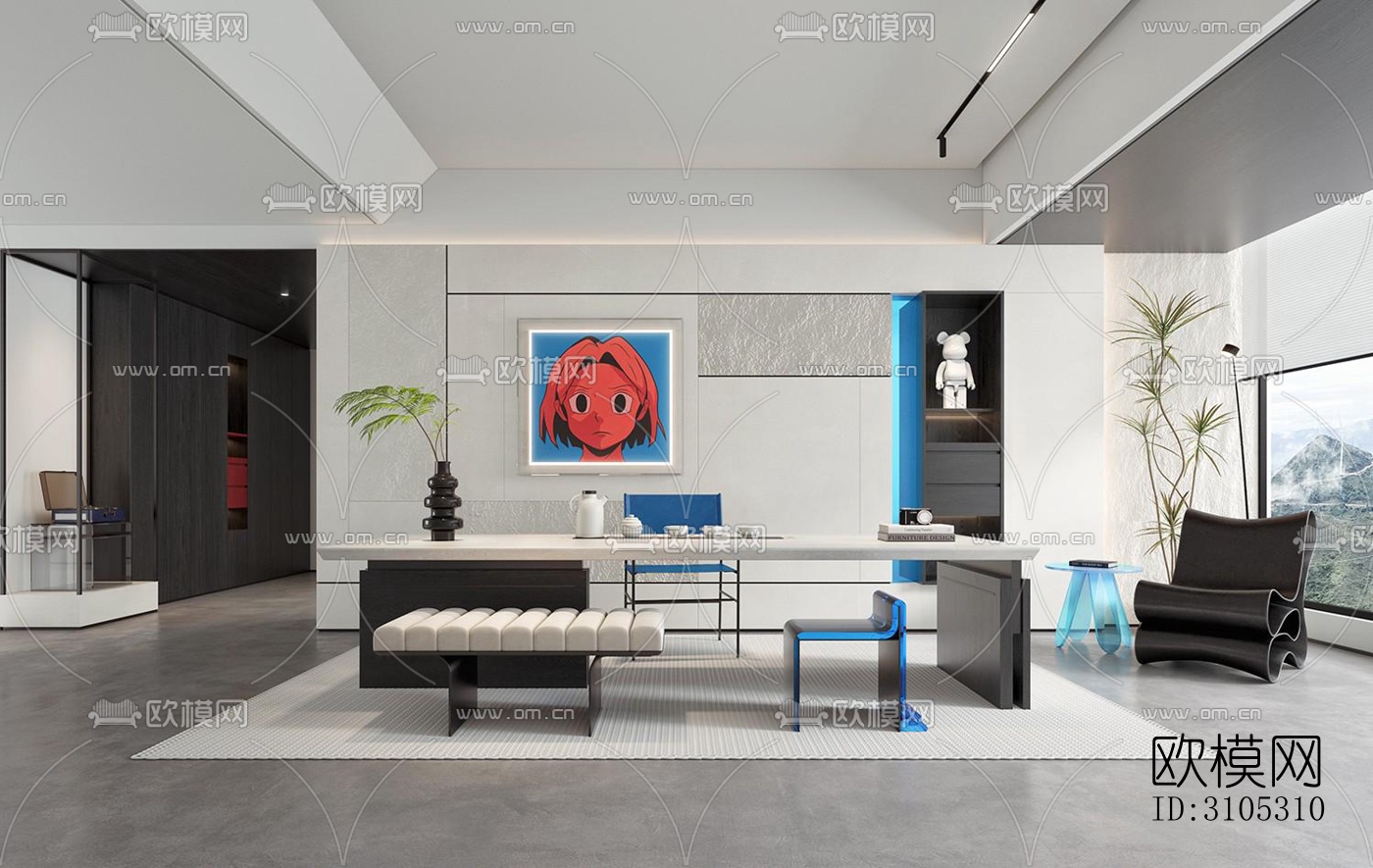 现代茶室效果图下载（渲染图1）