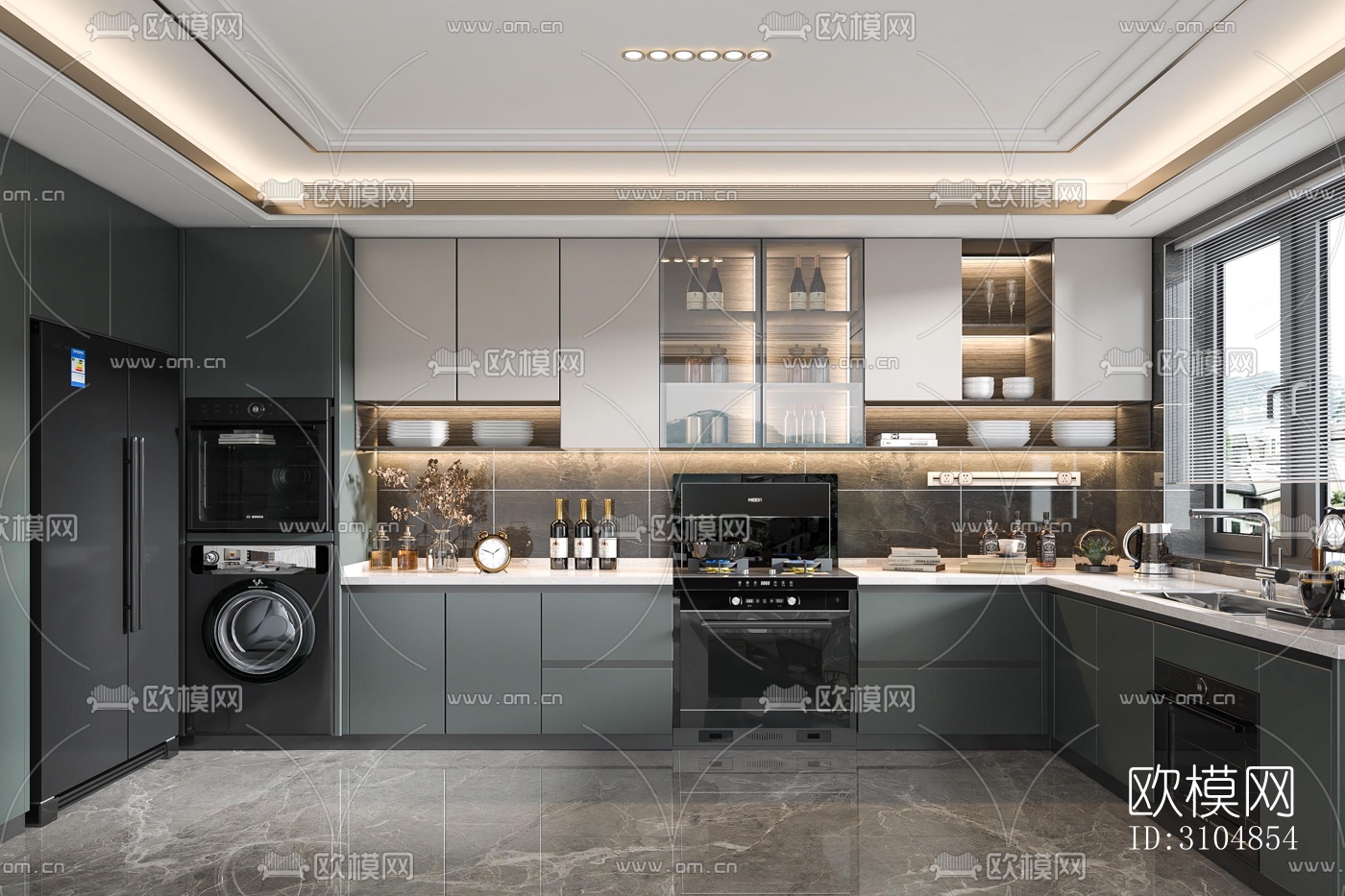 北欧厨房效果图下载（渲染图5）