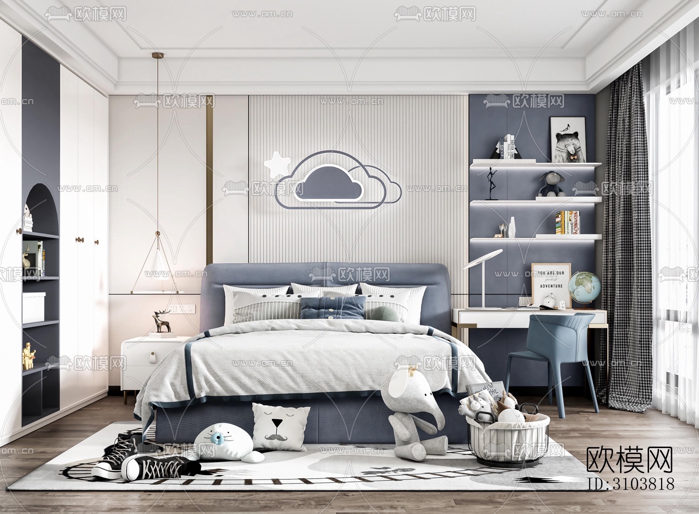 北欧儿童房效果图下载（渲染图5）