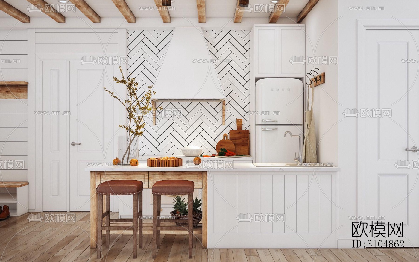 北欧厨房效果图下载（渲染图5）