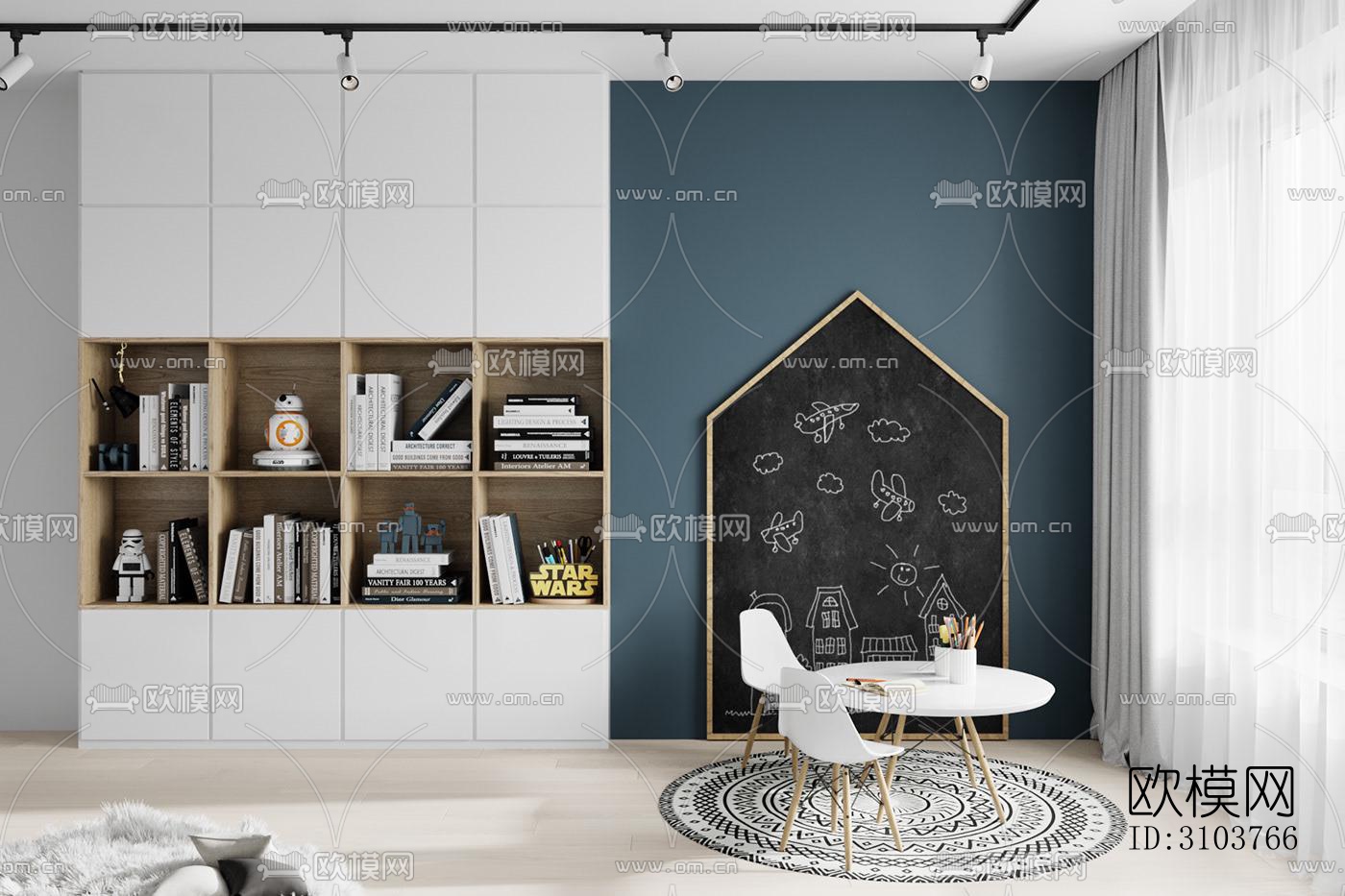 北欧儿童房效果图下载（渲染图2）