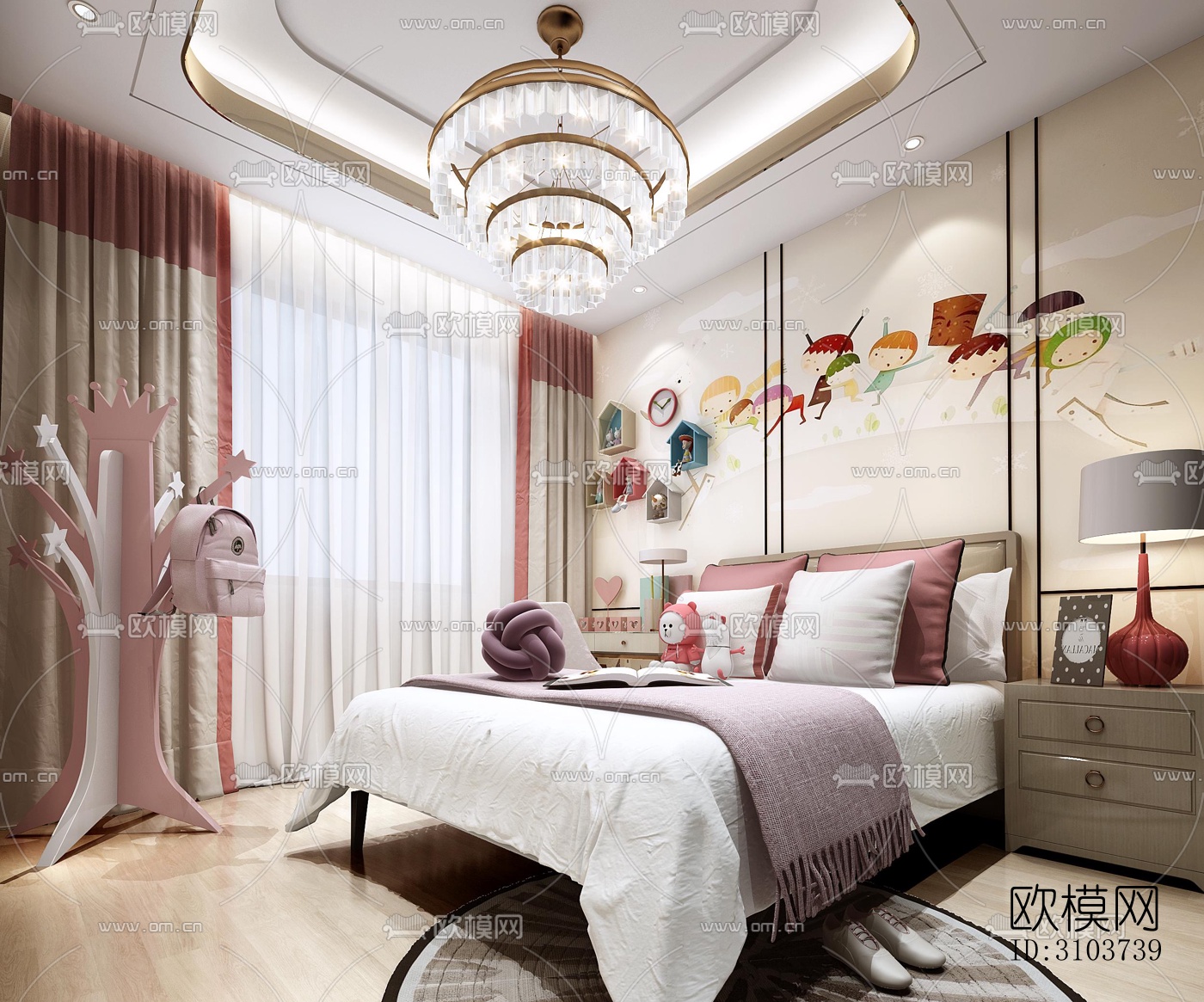 北欧儿童房效果图下载（渲染图2）