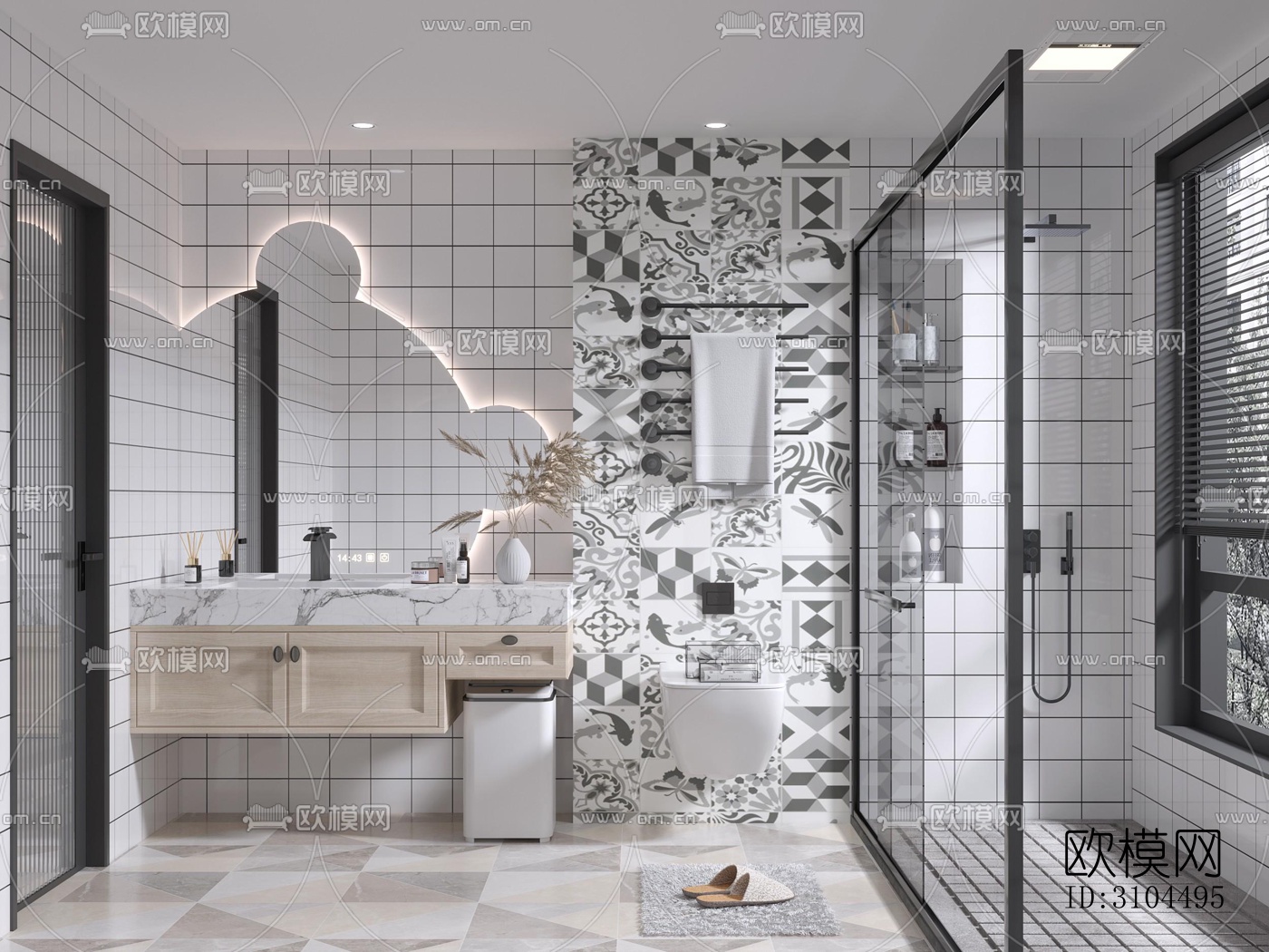 北欧卫生间效果图下载（渲染图4）