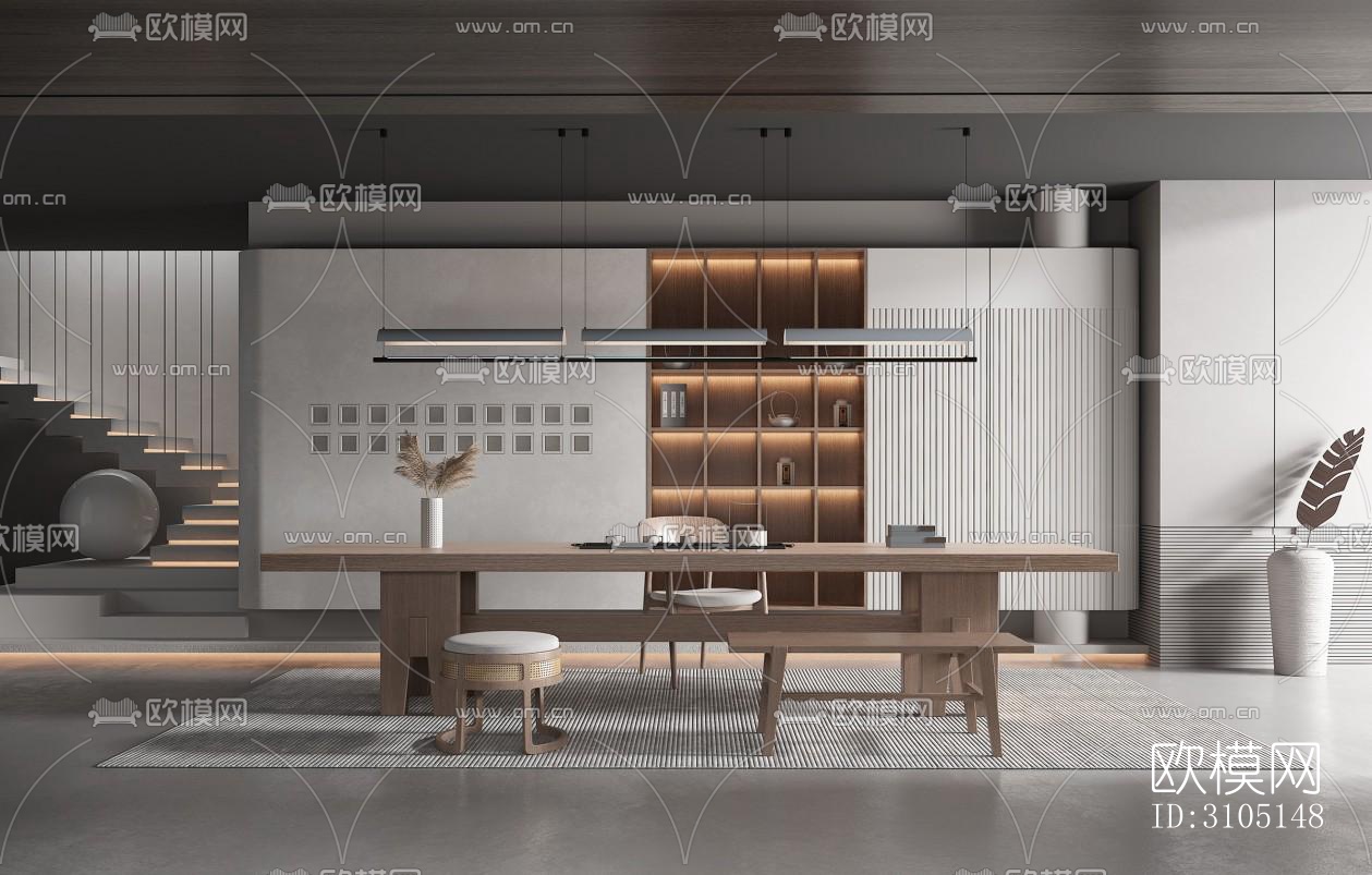 侘寂茶室效果图下载（渲染图2）