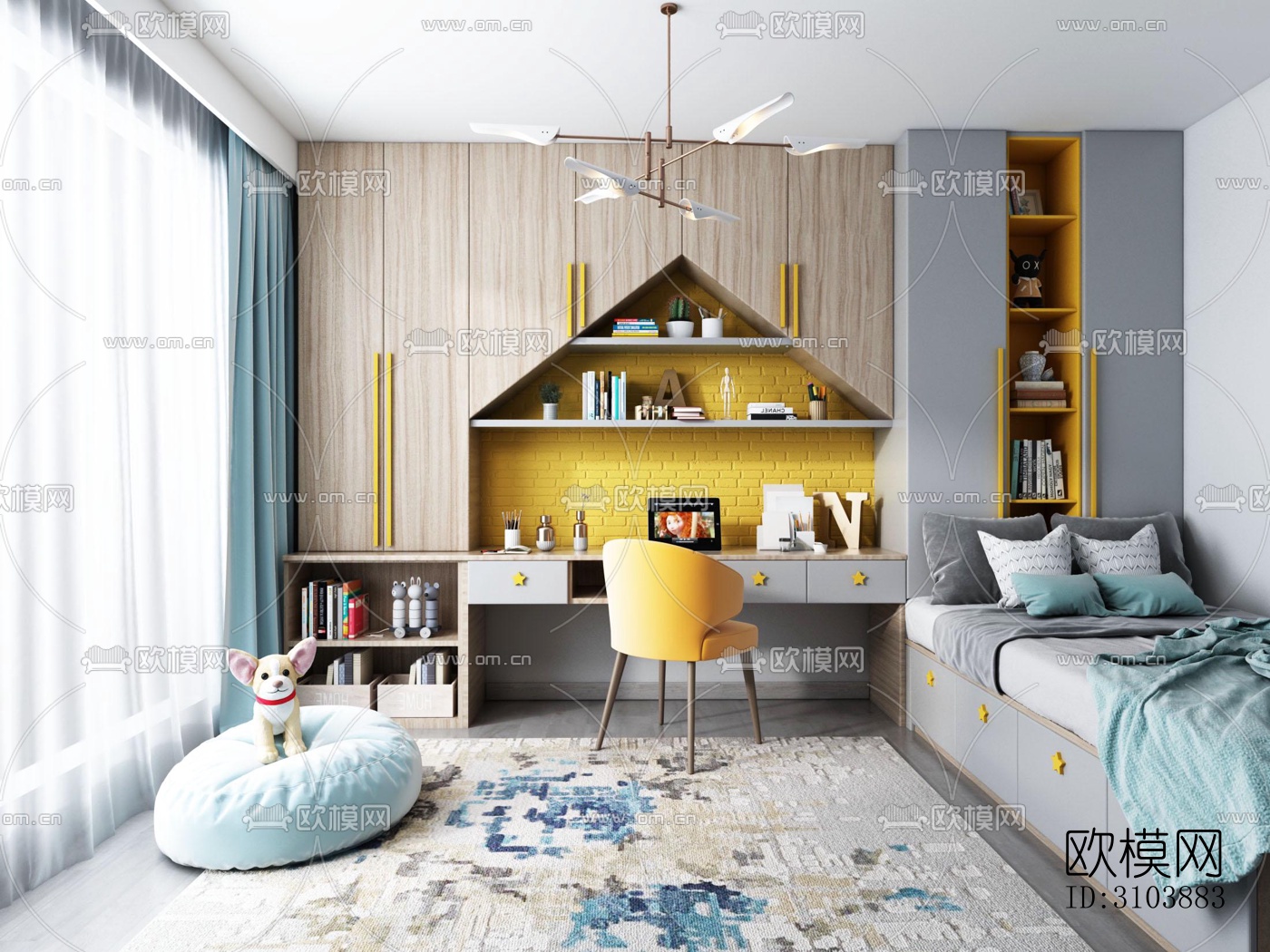 北欧儿童房效果图下载（渲染图5）