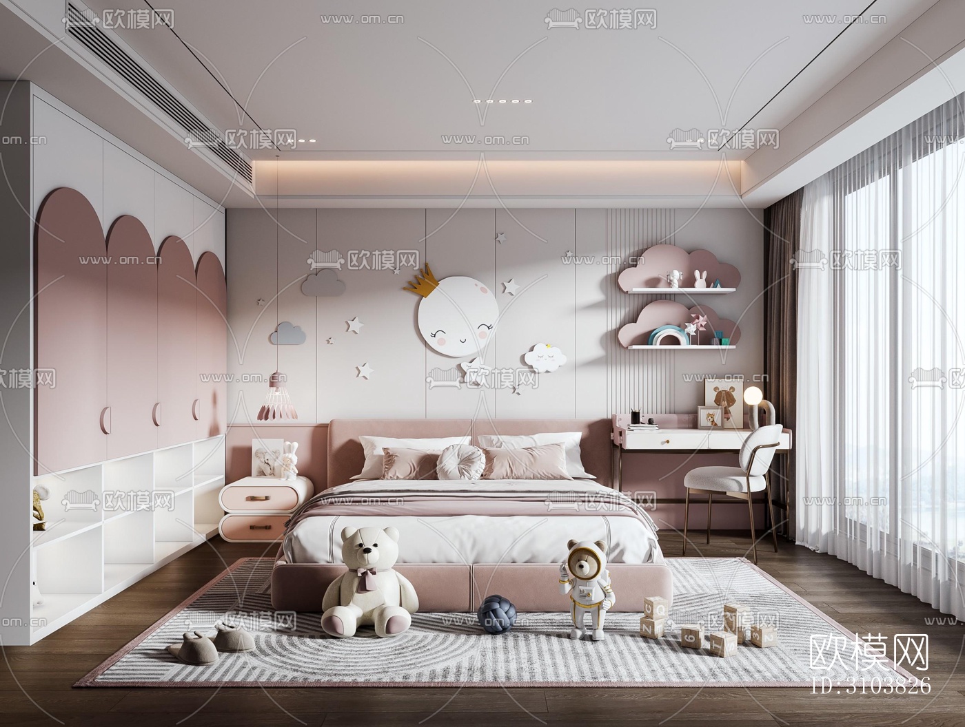 北欧儿童房效果图下载（渲染图1）