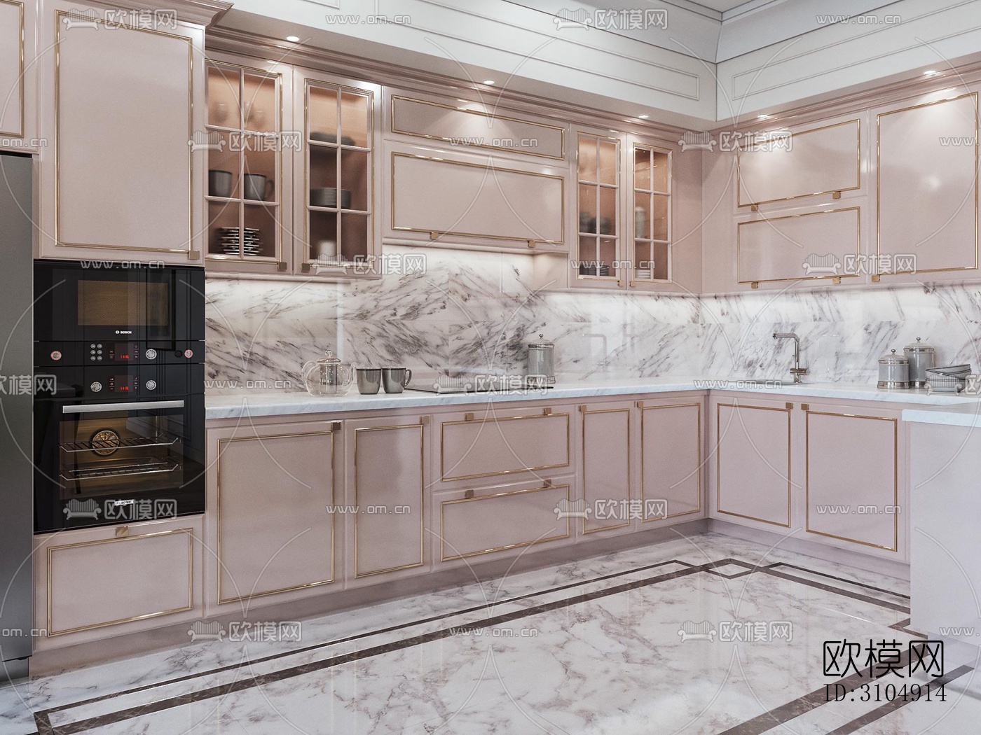 欧式厨房效果图下载（渲染图5）