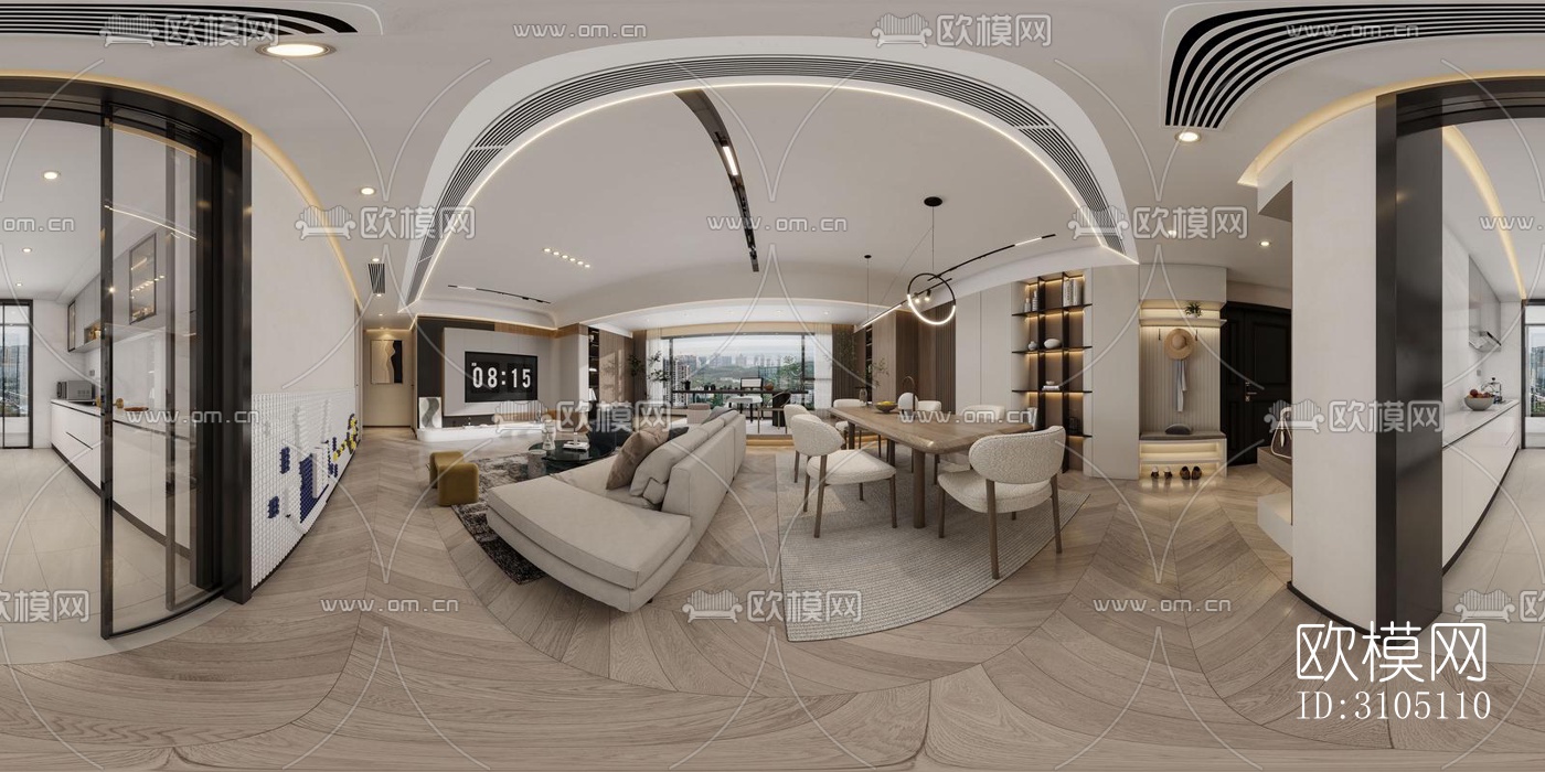 现代平层效果图下载（渲染图3）