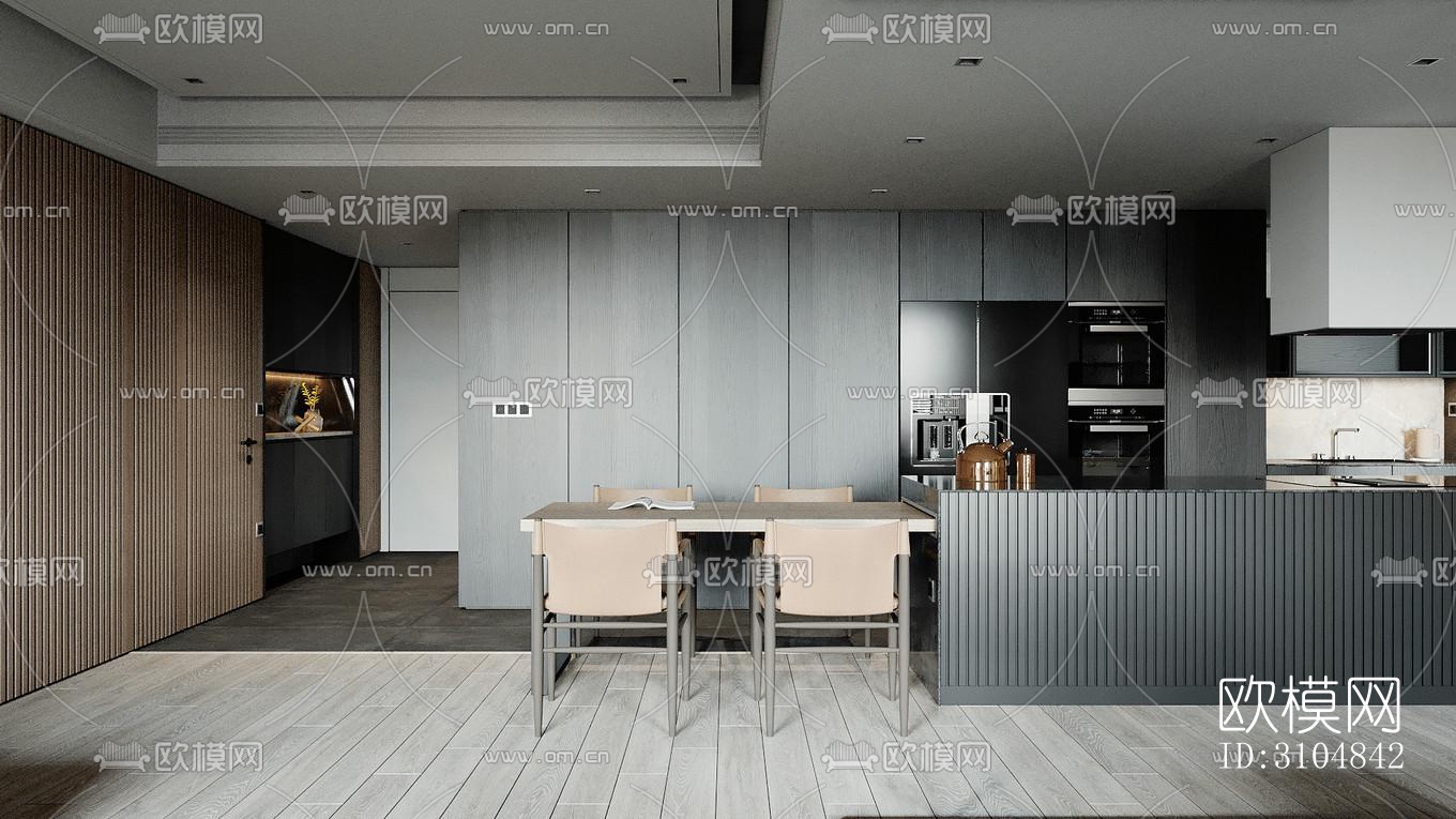 北欧厨房效果图下载（渲染图2）