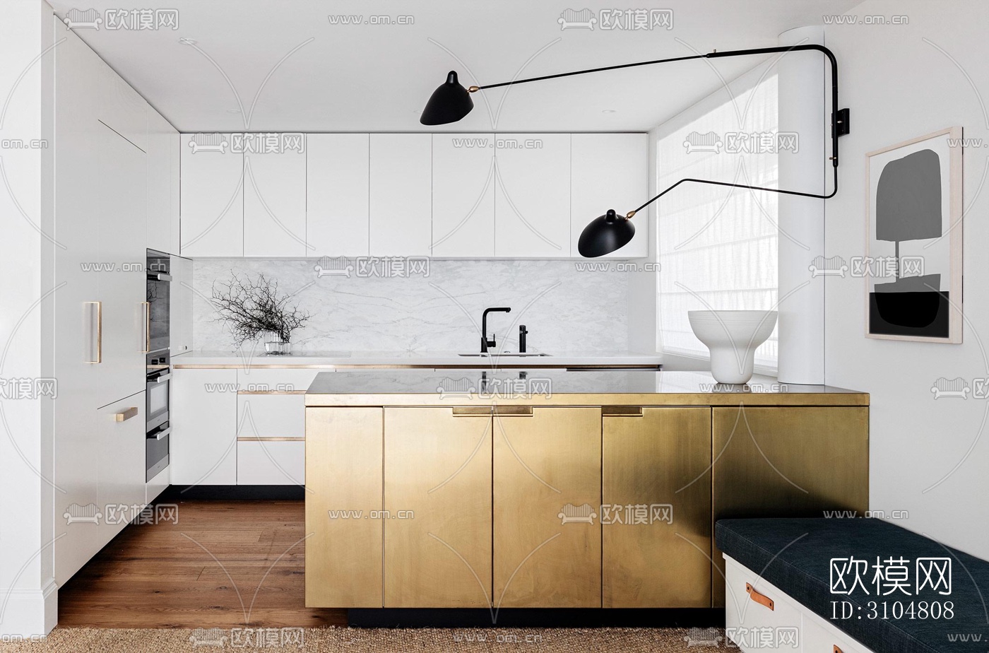 北欧厨房效果图下载（渲染图2）