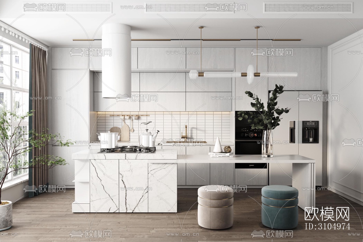 现代厨房效果图下载（渲染图3）