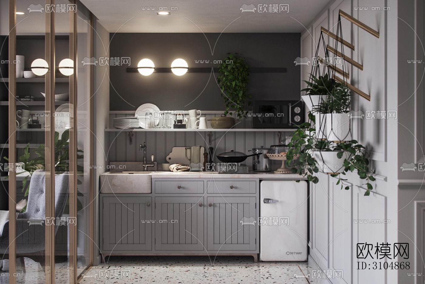 北欧厨房效果图下载（渲染图2）