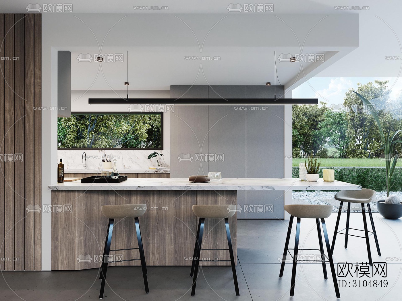 北欧厨房效果图下载（渲染图5）