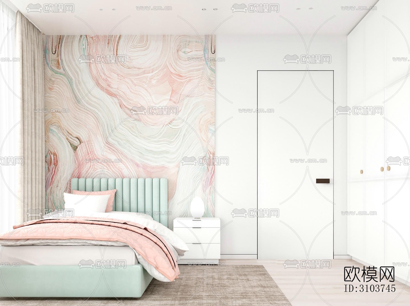 北欧儿童房效果图下载（渲染图1）