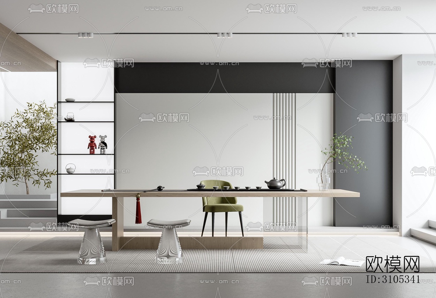 高级灰茶室效果图下载（渲染图3）