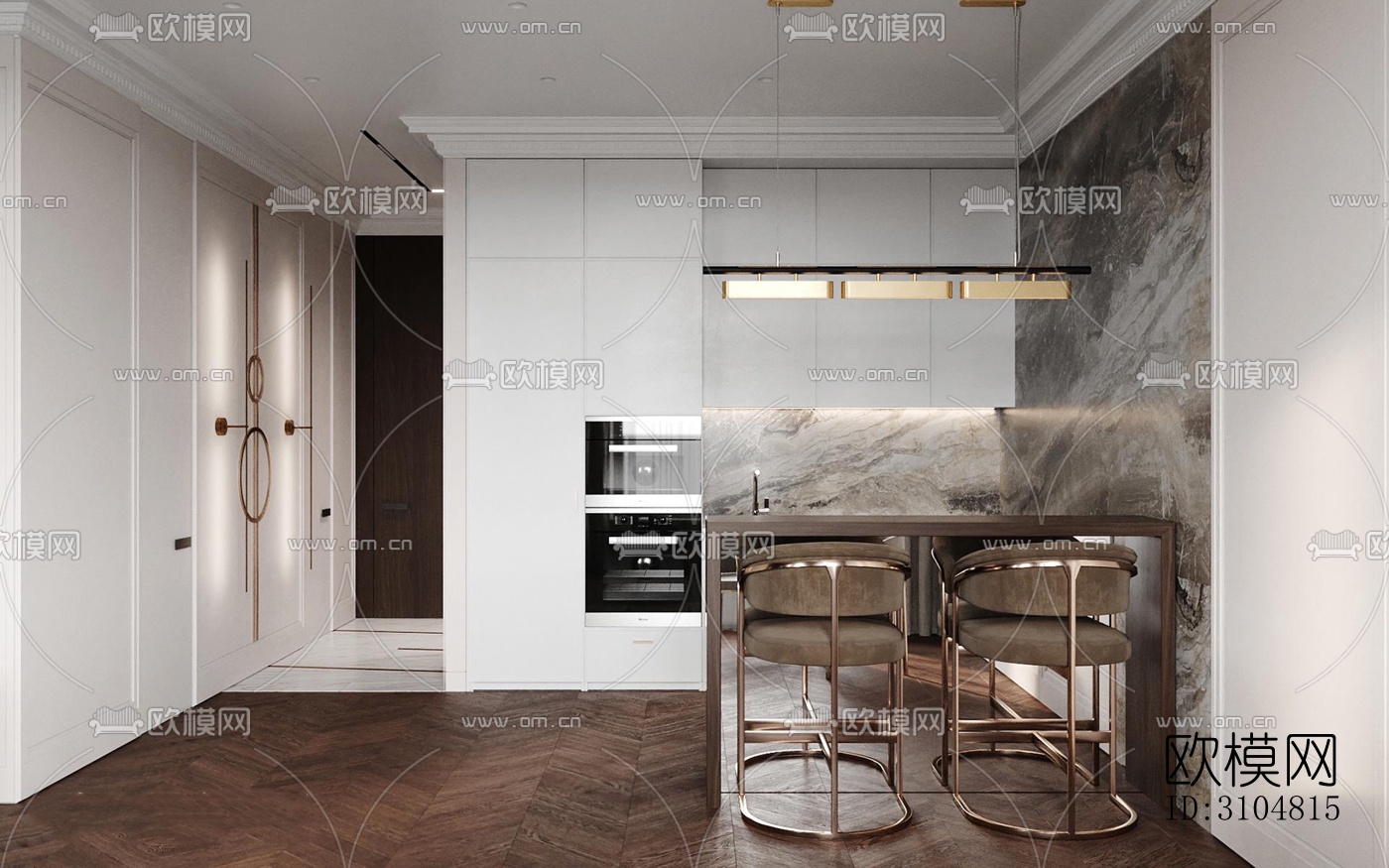 北欧厨房效果图下载（渲染图2）