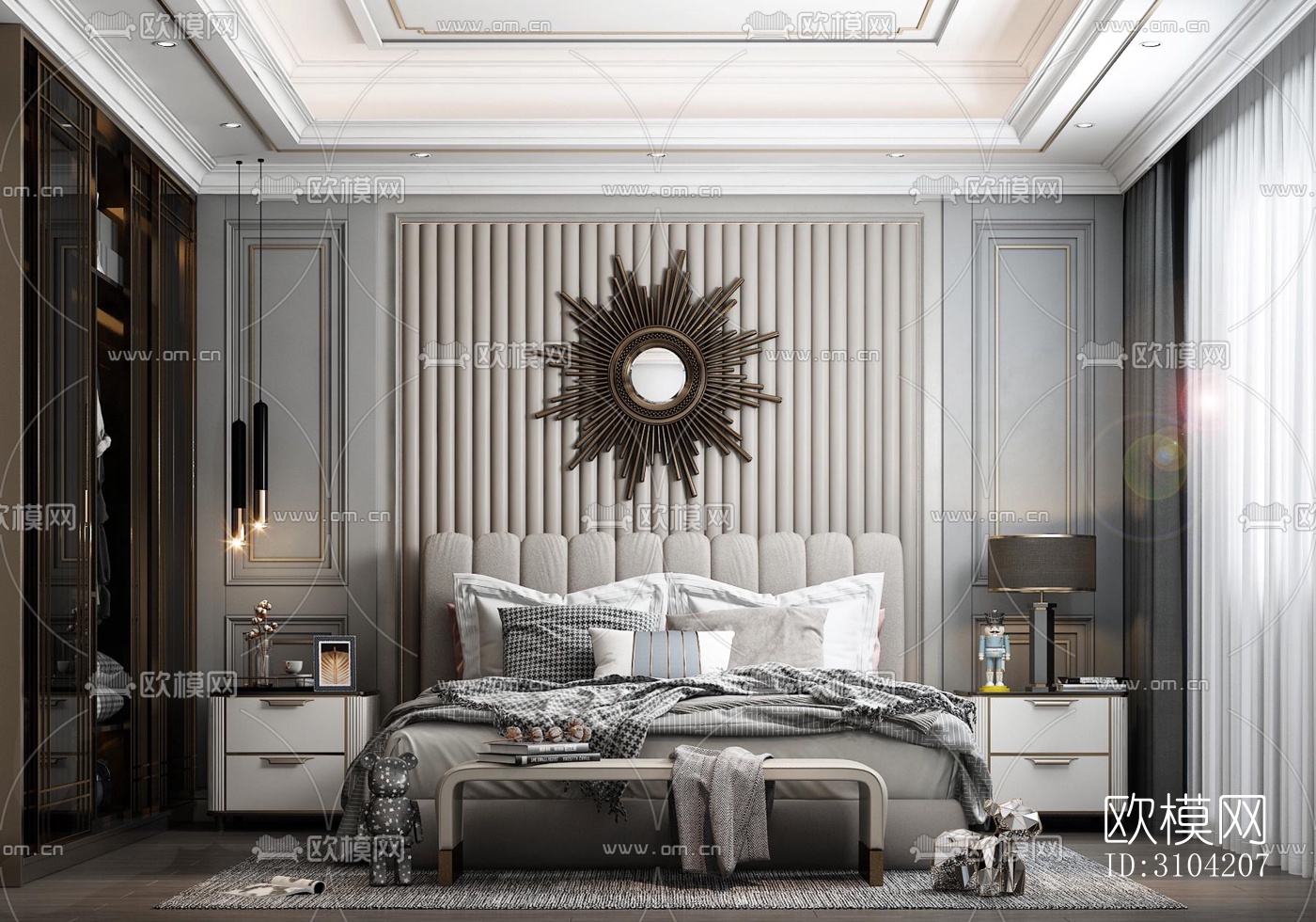 欧式卧室效果图下载（渲染图5）