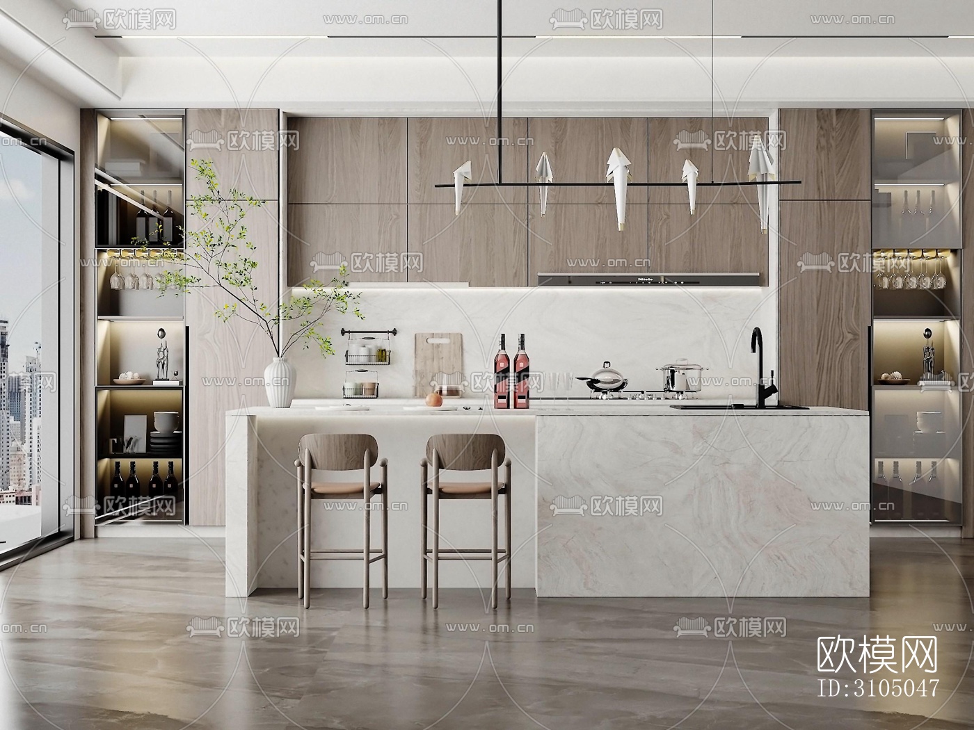 现代厨房效果图下载（渲染图10）