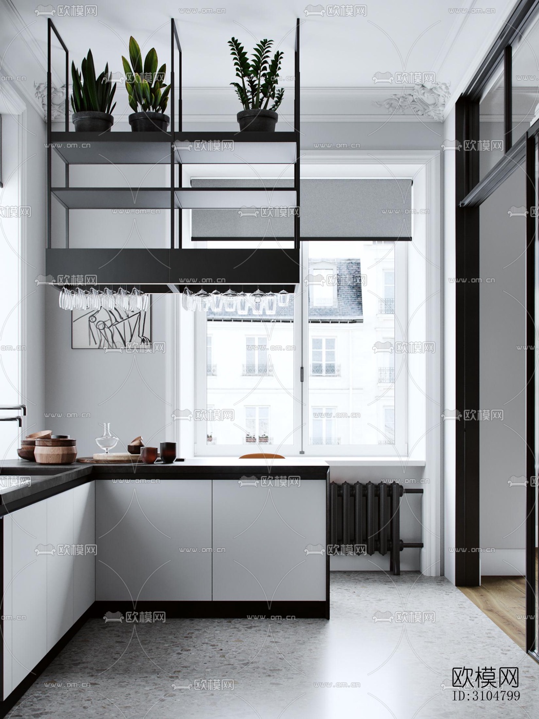 北欧厨房效果图下载（渲染图1）