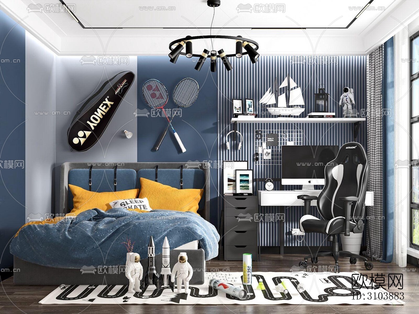 北欧儿童房效果图下载（渲染图1）