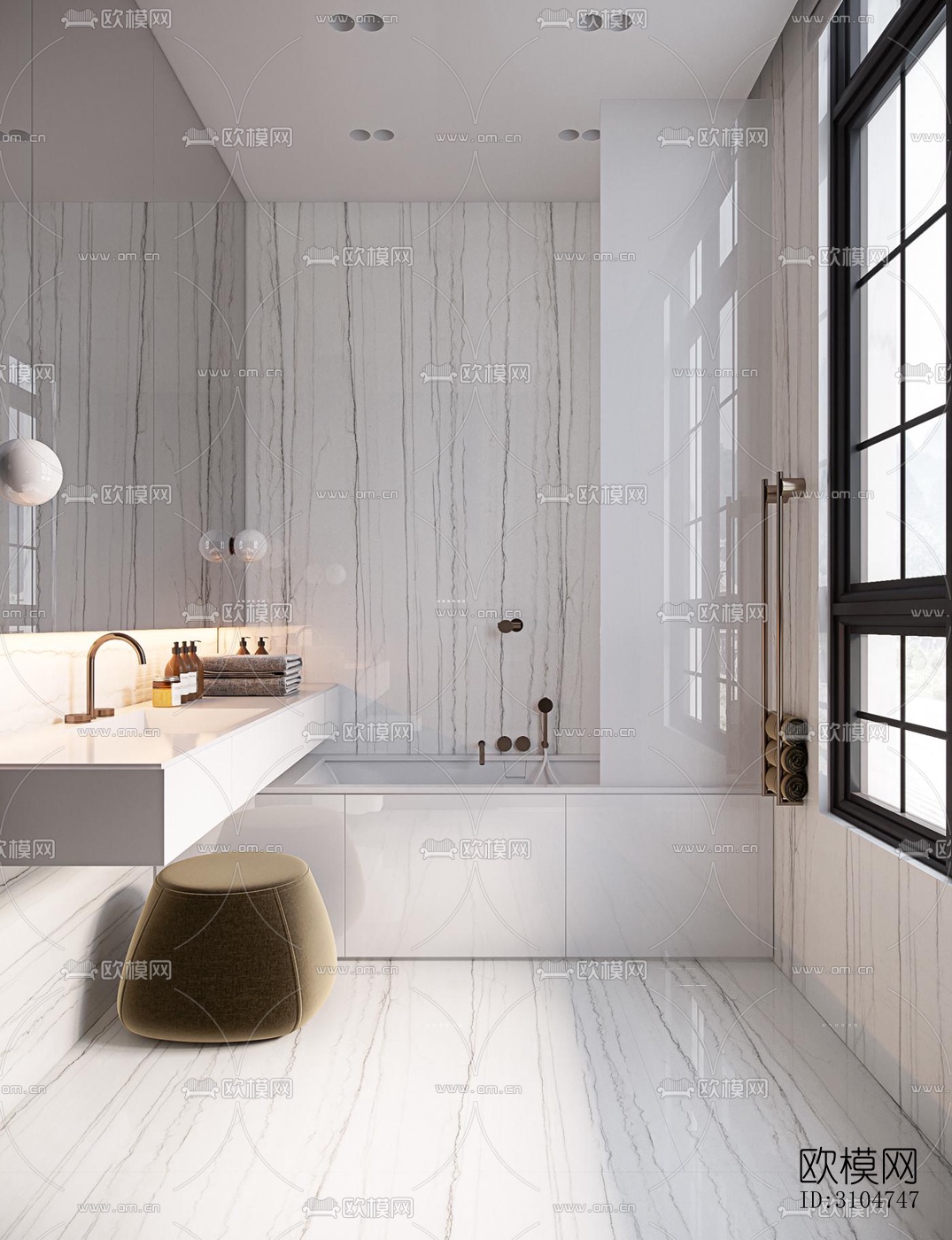 美式卫生间效果图下载（渲染图3）