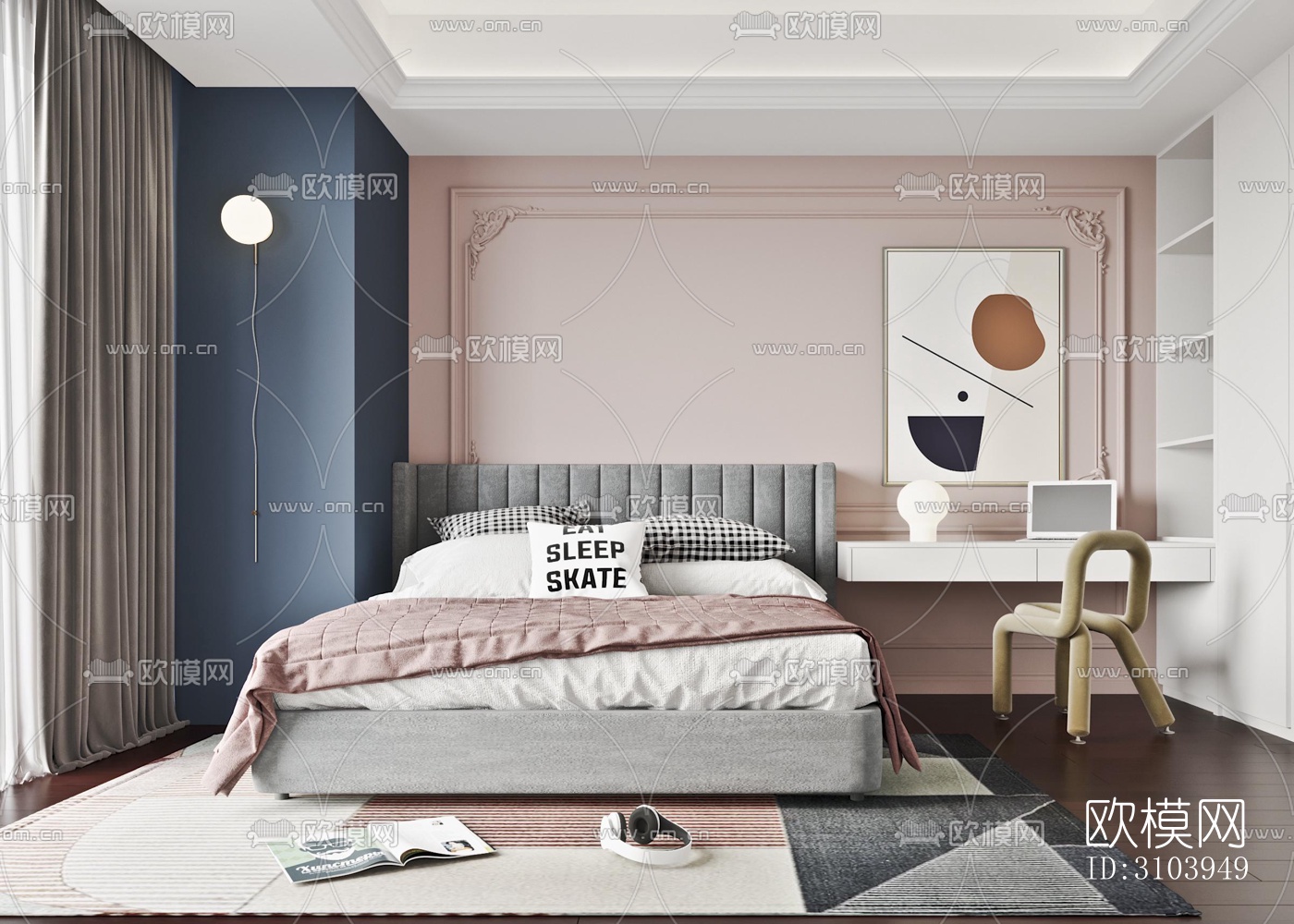 法式儿童房效果图下载（渲染图1）