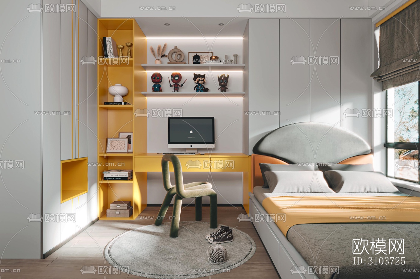 北欧儿童房效果图下载（渲染图2）