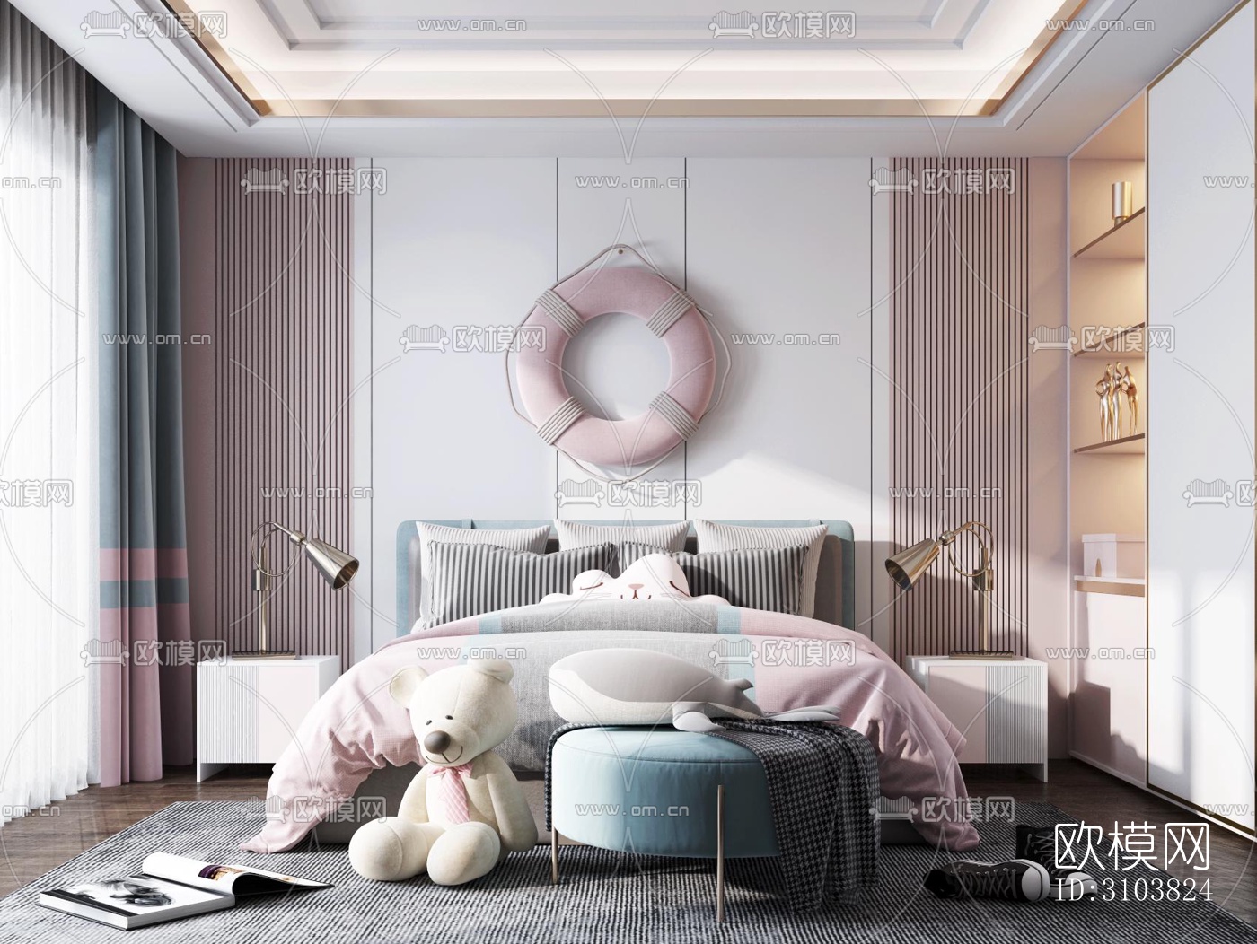 北欧儿童房效果图下载（渲染图3）