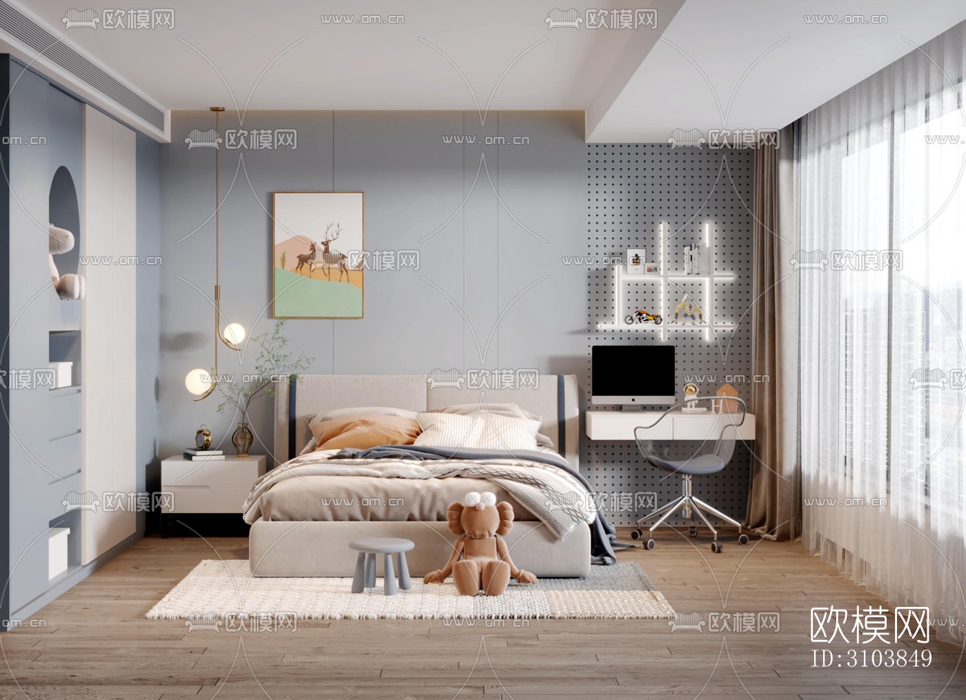 北欧儿童房效果图下载（渲染图2）