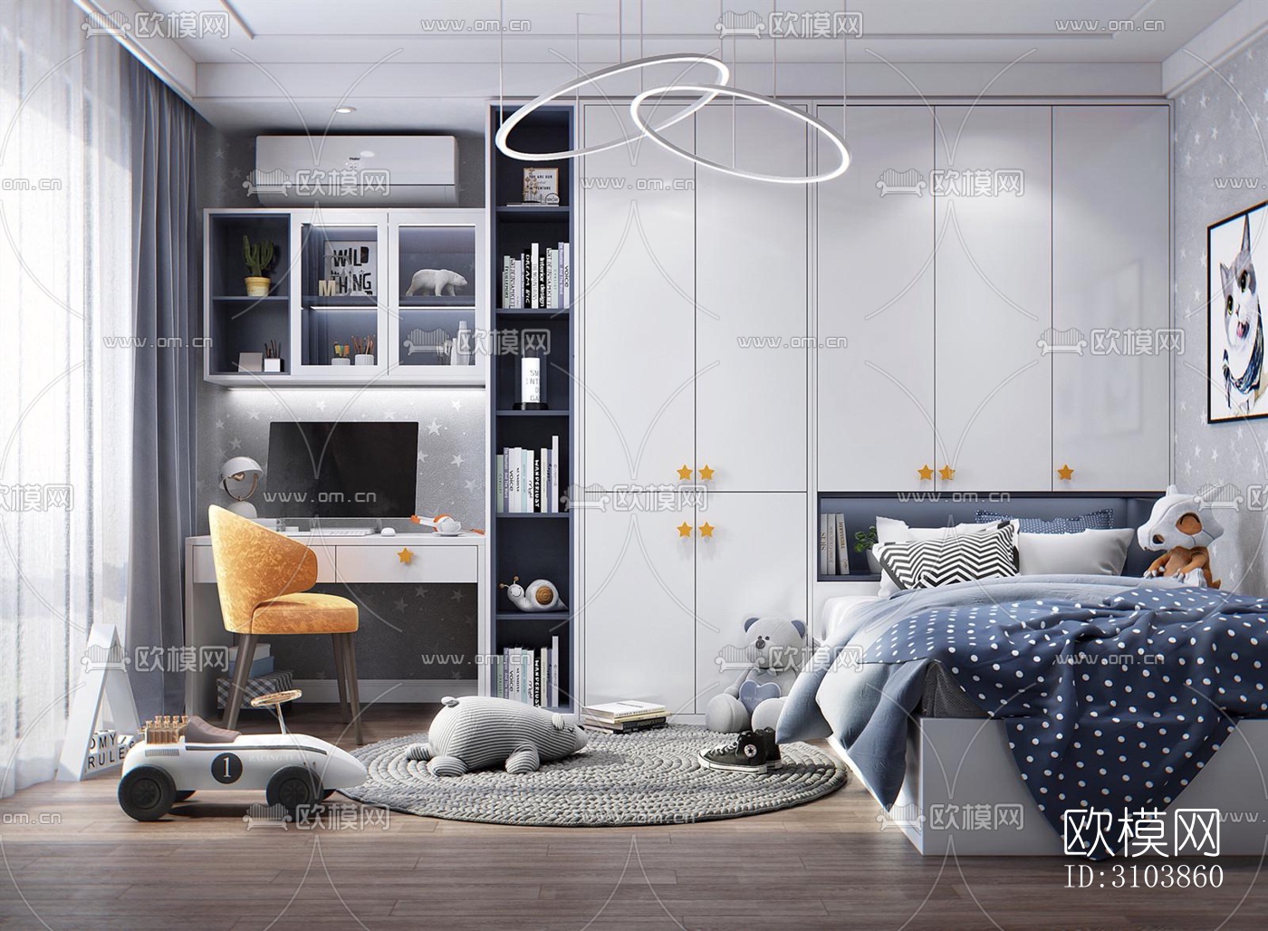 北欧儿童房效果图下载（渲染图3）