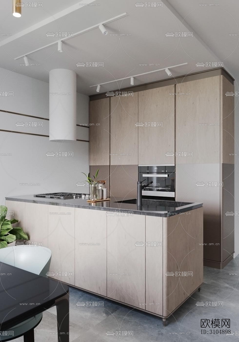 日式厨房效果图下载（渲染图2）