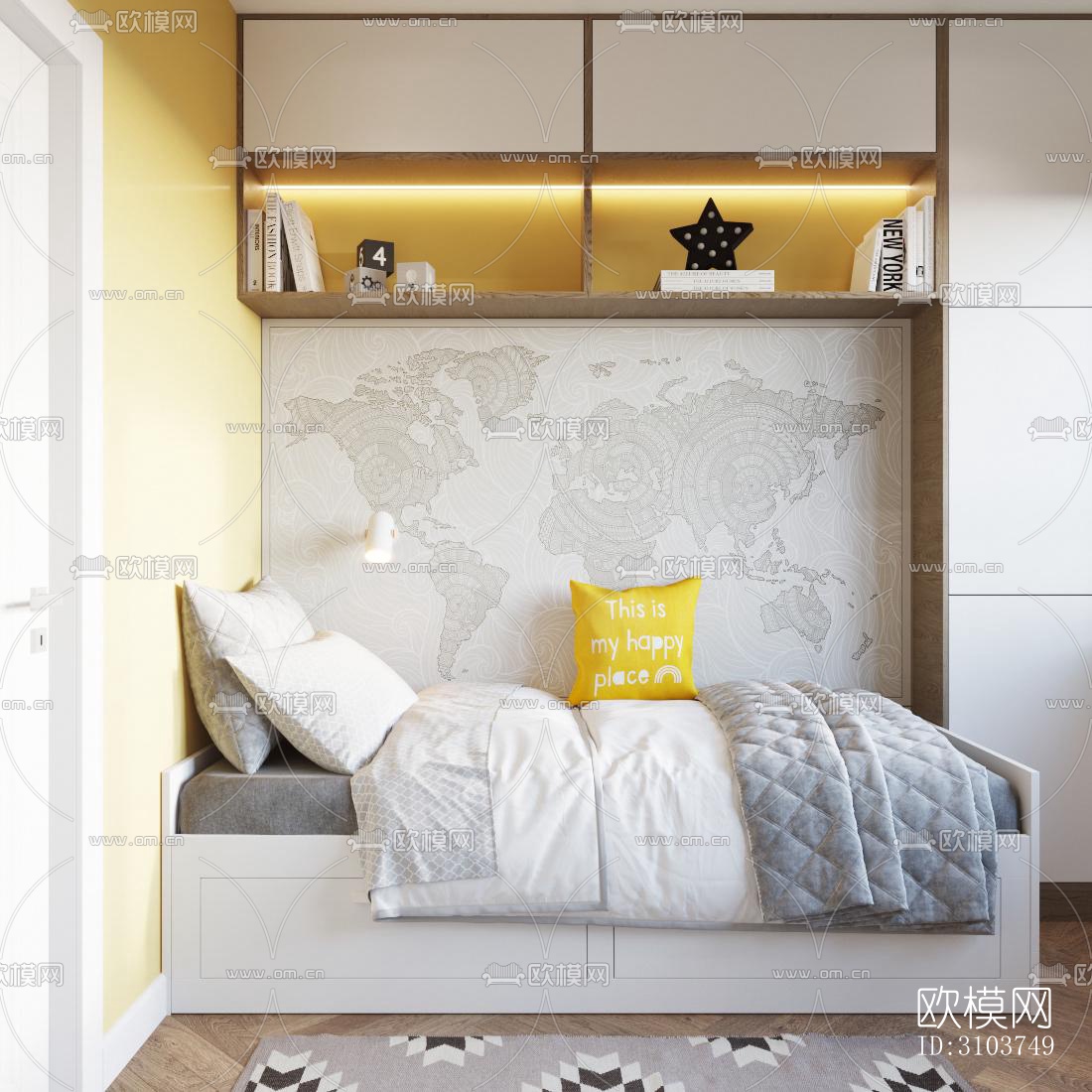 北欧儿童房效果图下载（渲染图2）