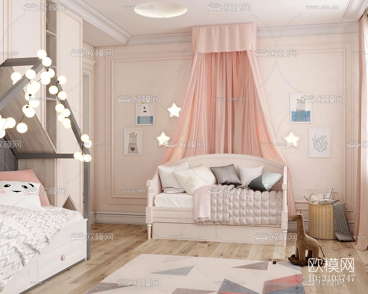 北欧儿童房效果图下载（渲染图2）