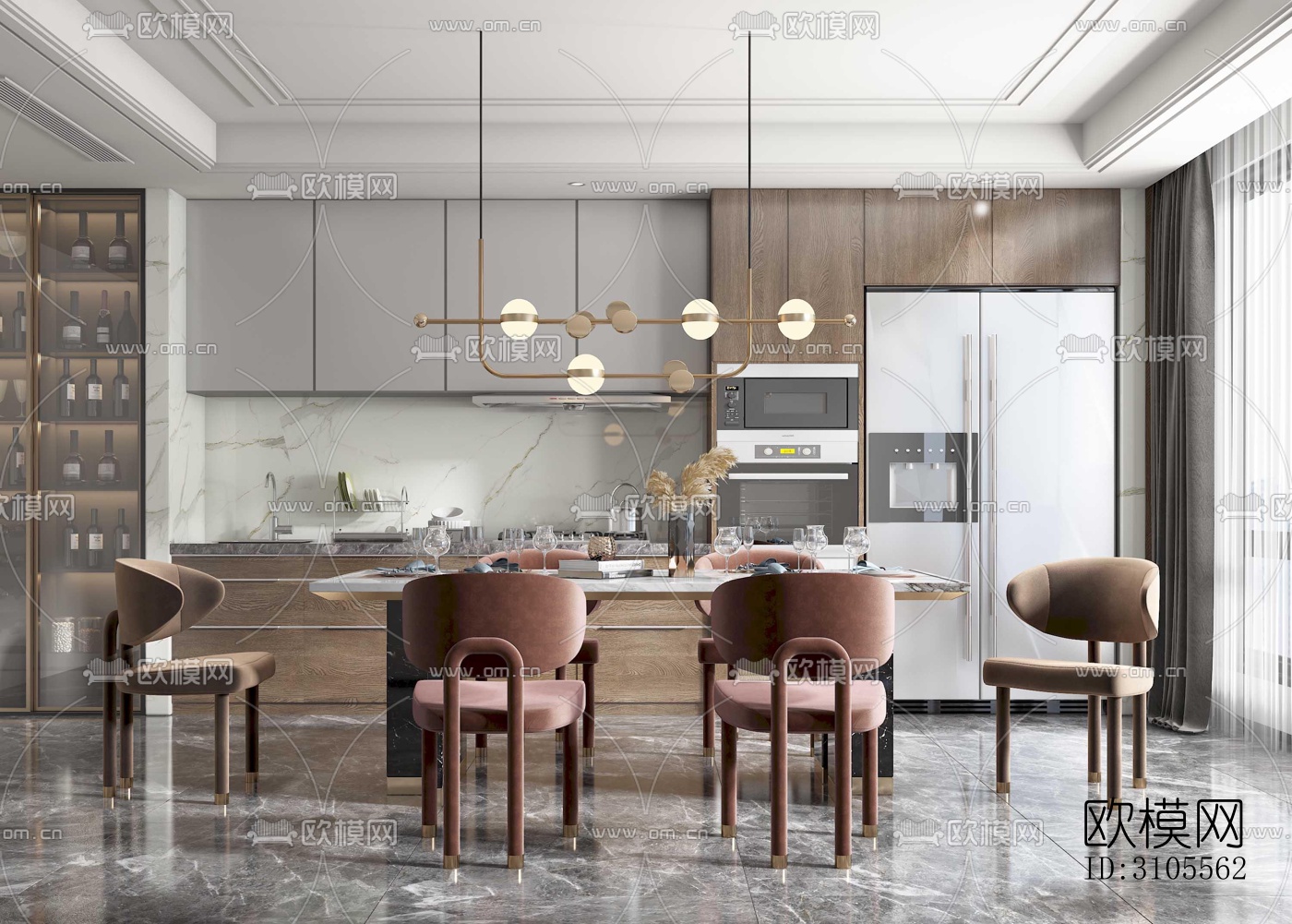现代餐厅效果图下载（渲染图2）