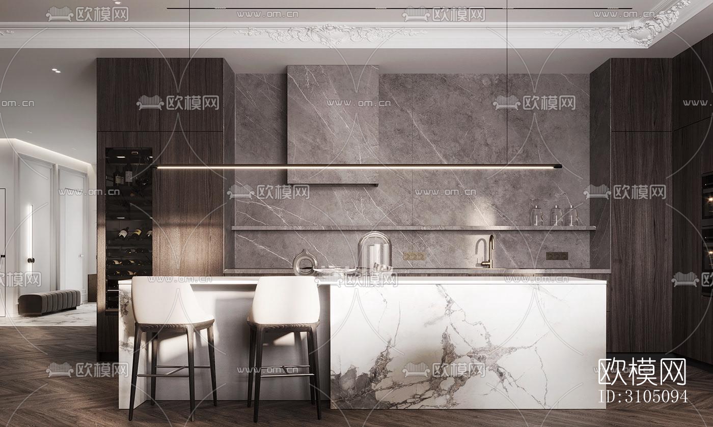 高级灰厨房效果图下载（渲染图5）