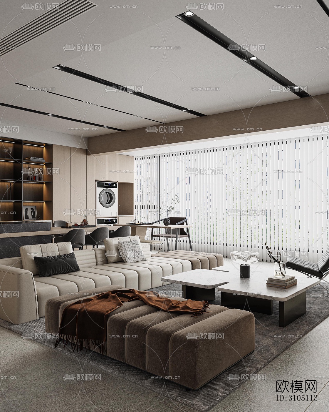 现代平层效果图下载（渲染图12）