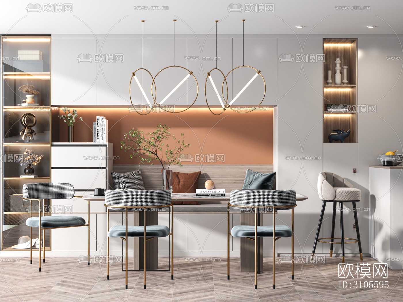 现代餐厅效果图下载（渲染图1）