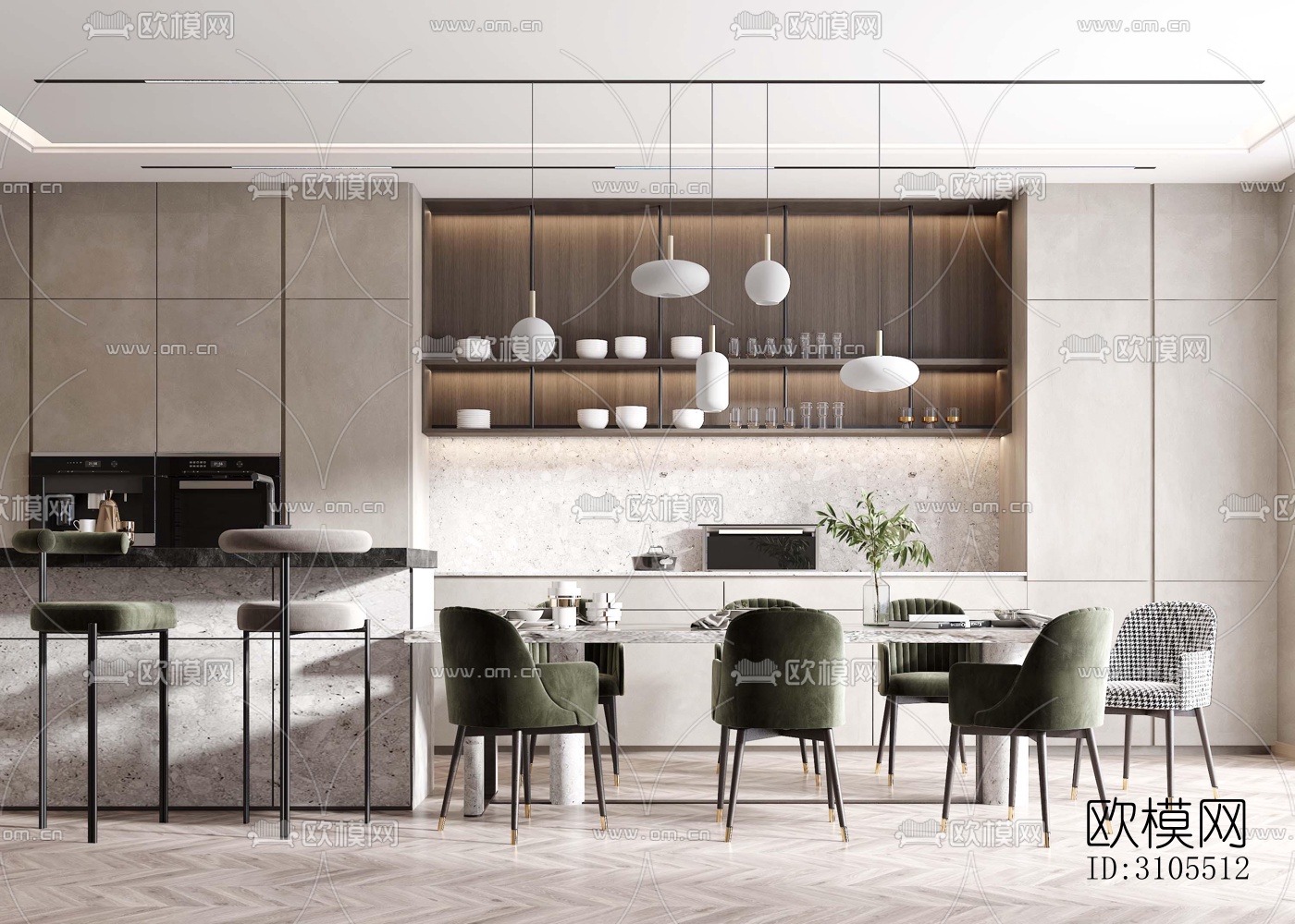现代餐厅效果图下载（渲染图5）