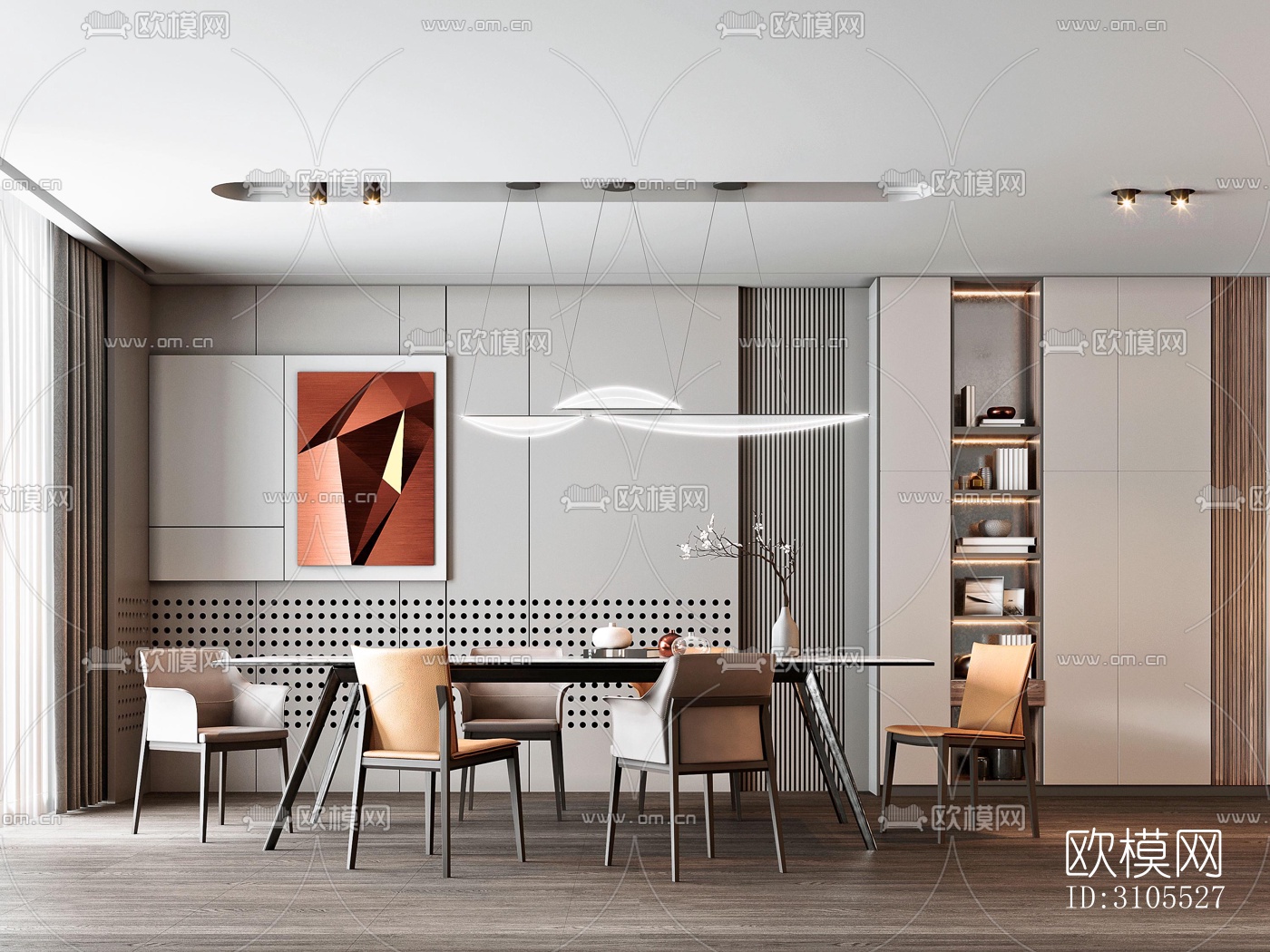 现代餐厅效果图下载（渲染图2）