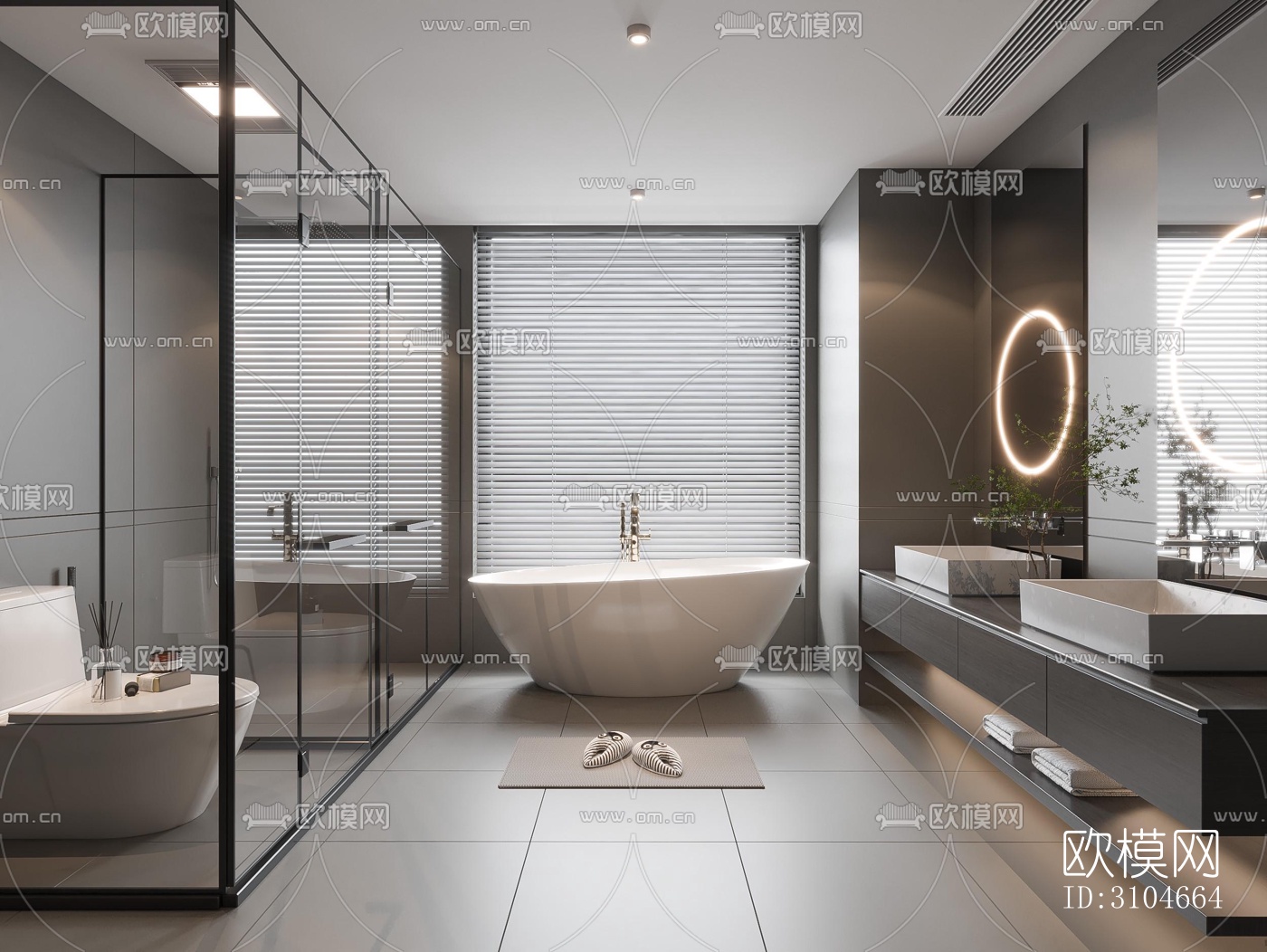 现代卫生间效果图下载（渲染图4）