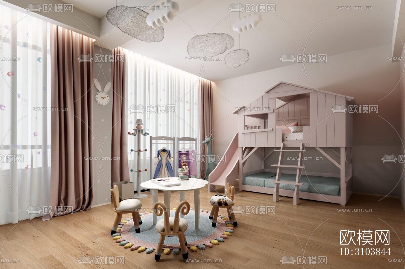 北欧儿童房效果图下载（渲染图4）