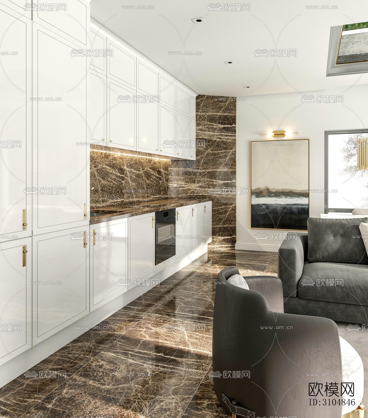 北欧厨房效果图下载（渲染图2）