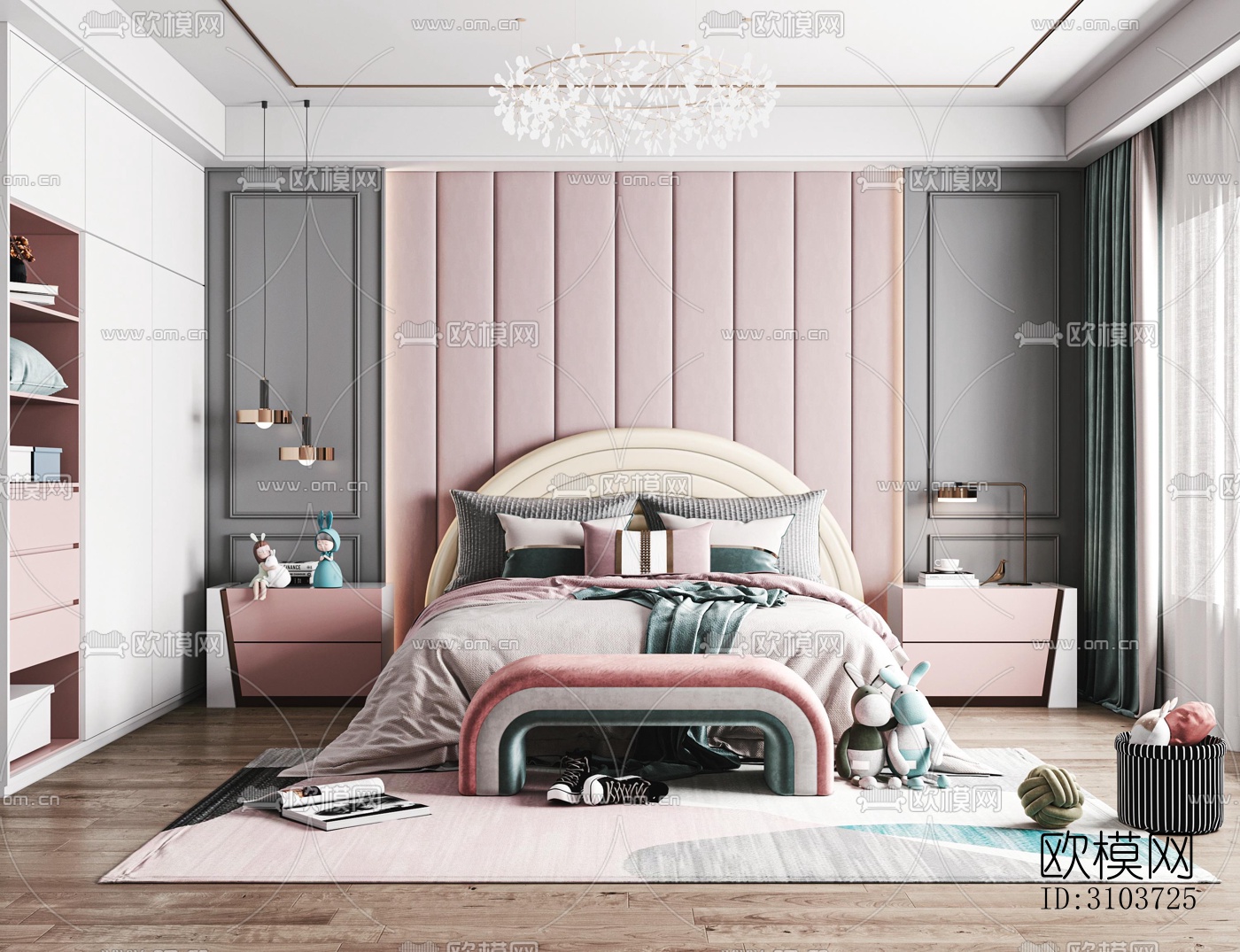 北欧儿童房效果图下载（渲染图5）