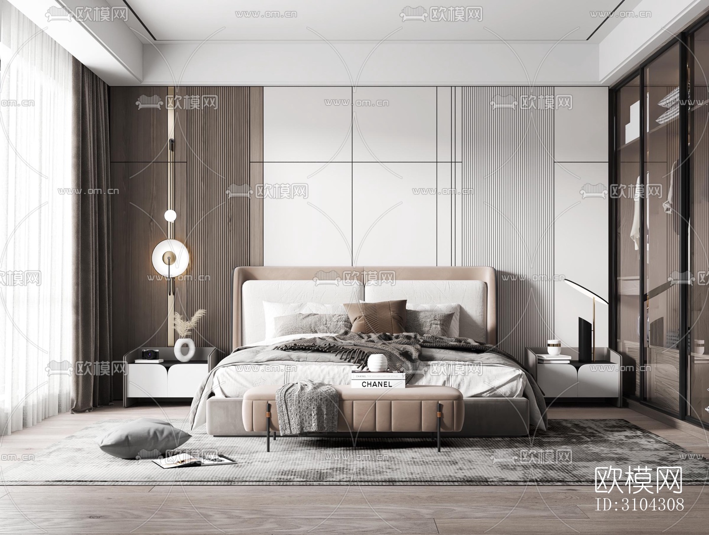 现代卧室效果图下载（渲染图2）