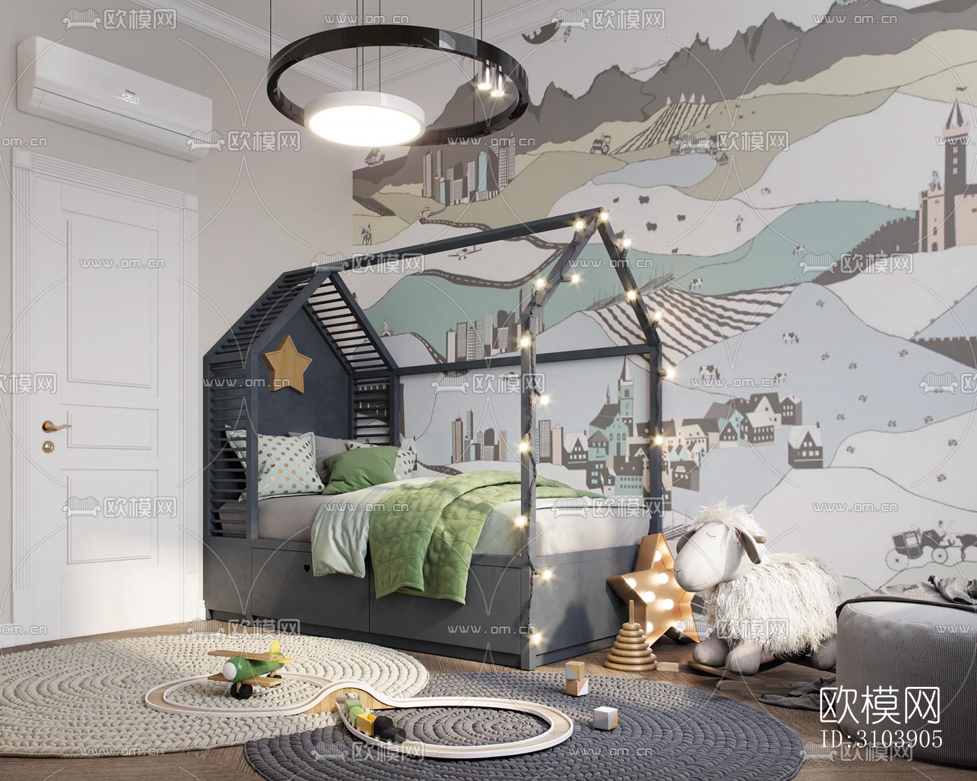 北欧儿童房效果图下载（渲染图2）