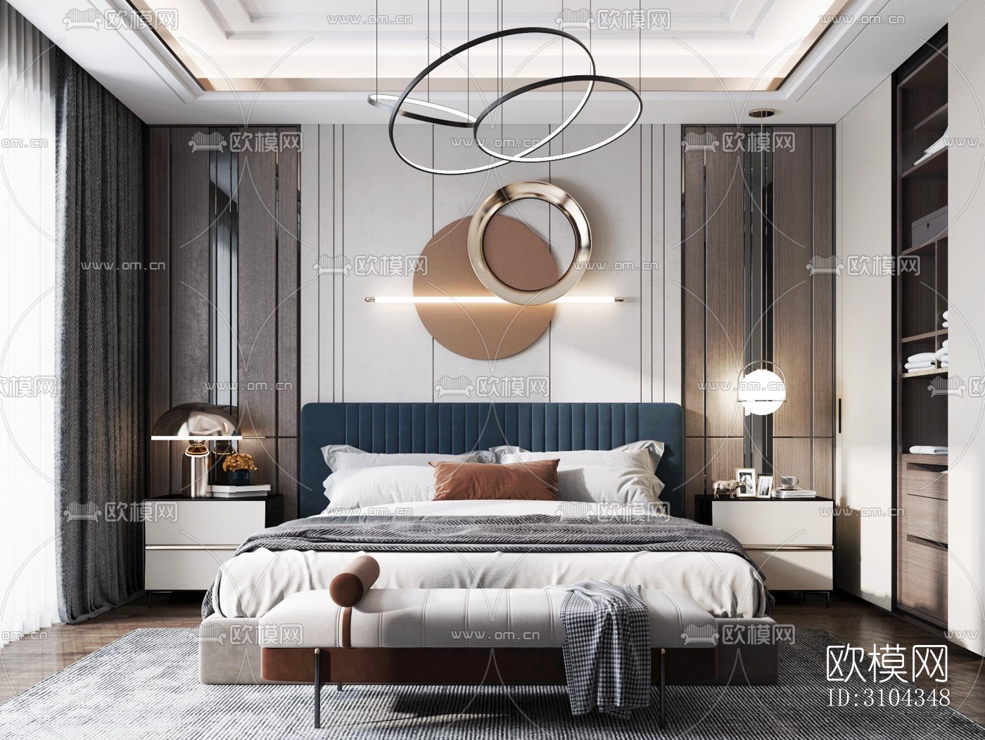 现代卧室效果图下载（渲染图5）