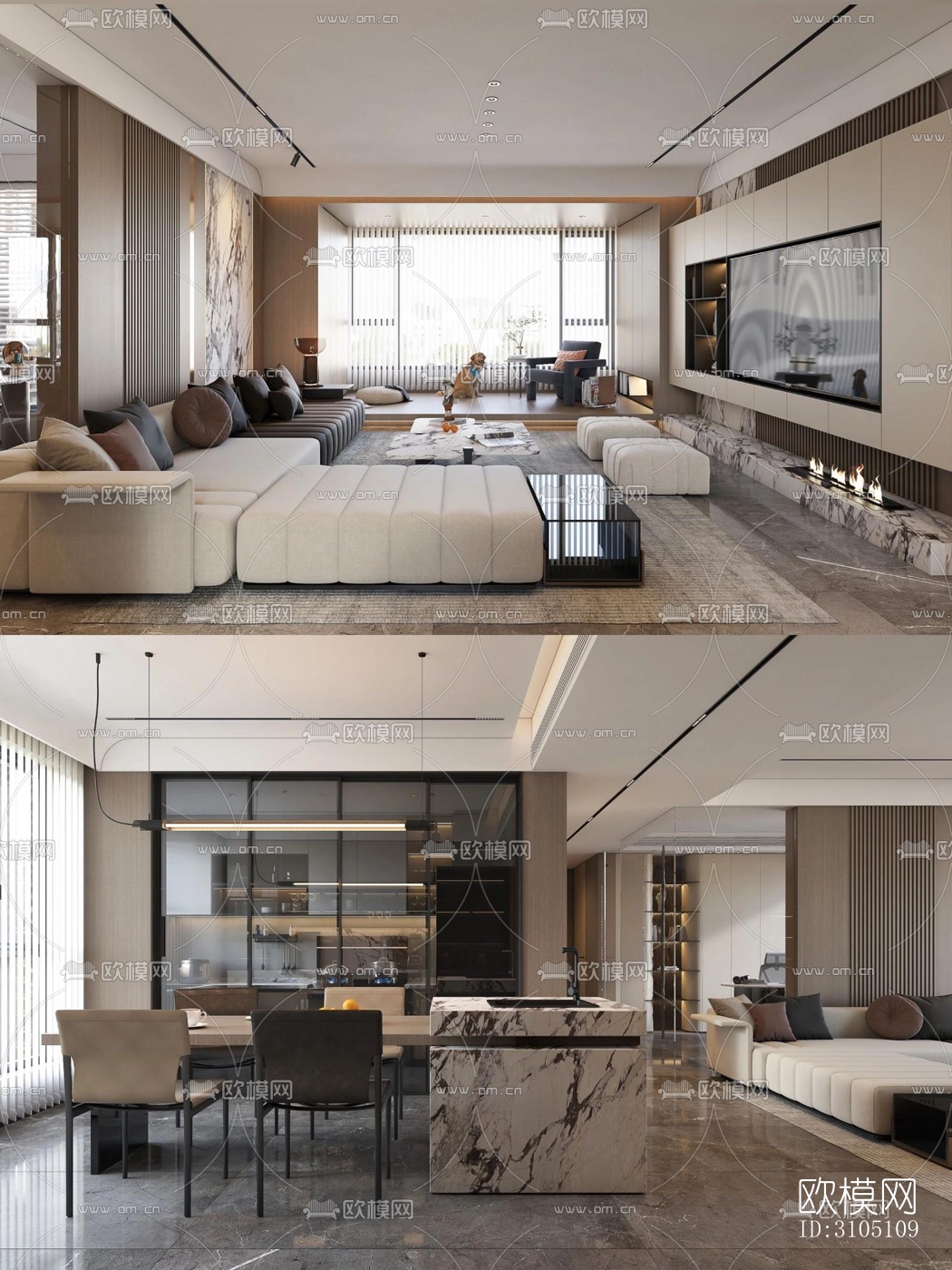 现代平层效果图下载（渲染图3）