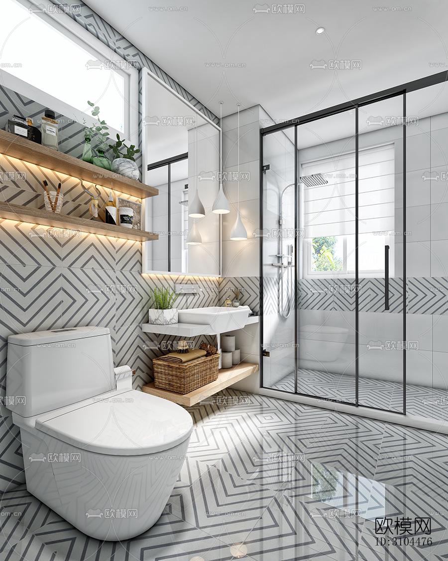 北欧卫生间效果图下载（渲染图5）