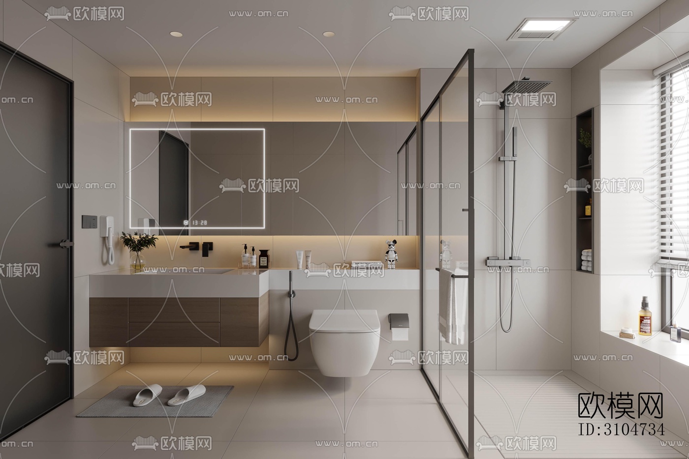 现代卫生间效果图下载（渲染图2）