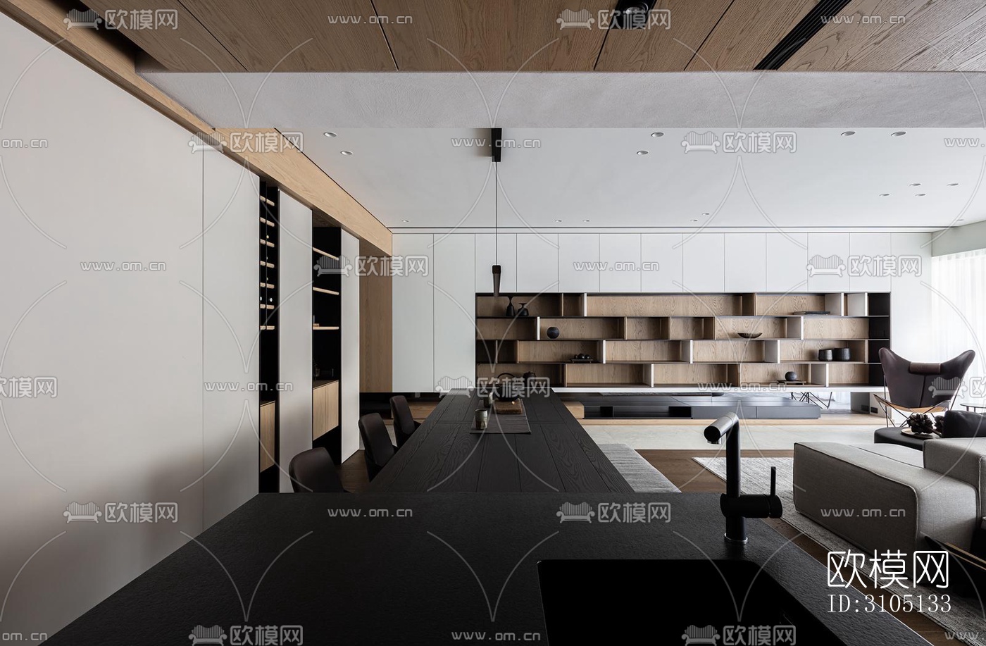 现代平层效果图下载（渲染图8）